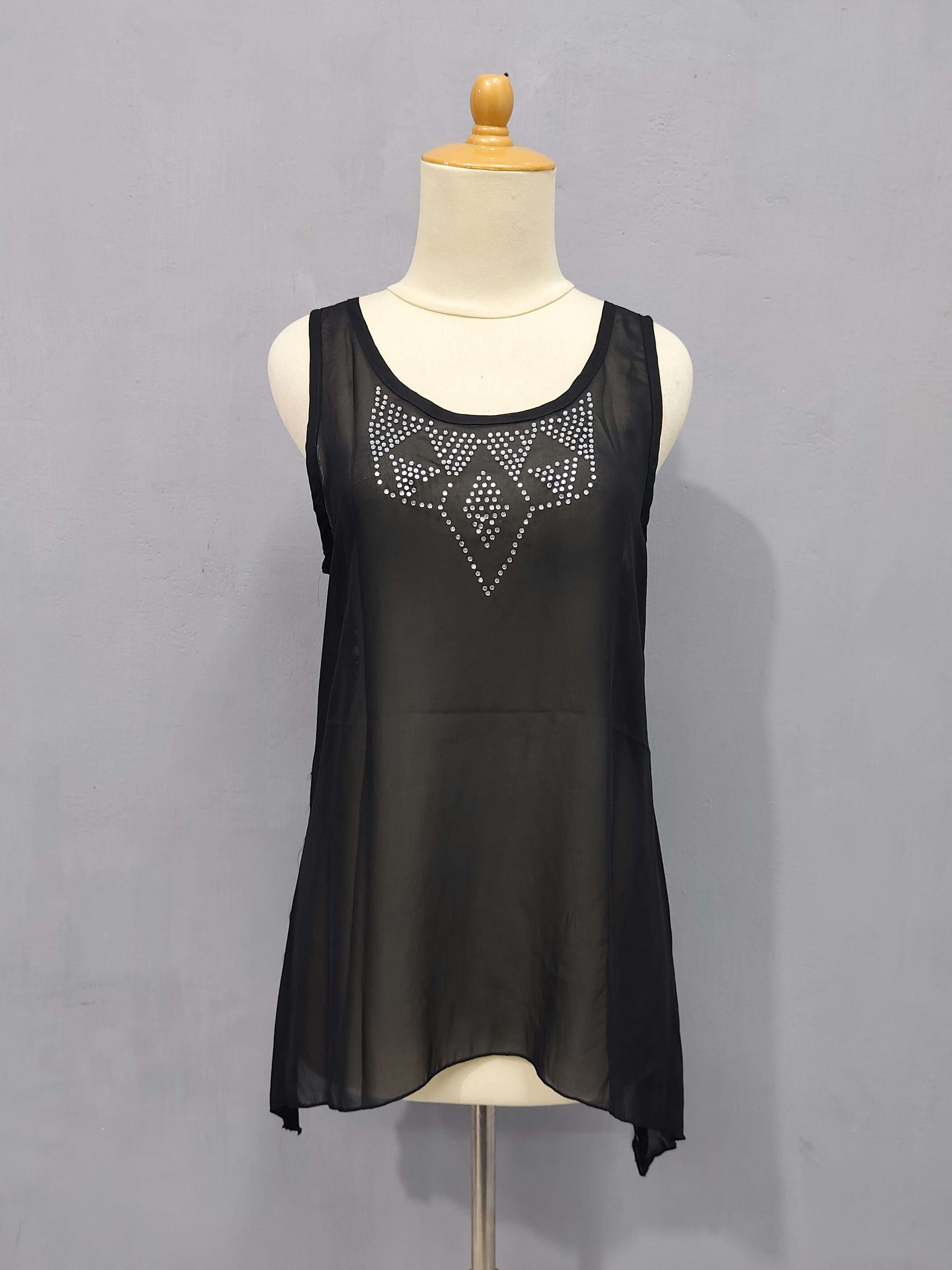 Japanese Brand Sky Bomber🇯🇵Gothic Sheer Rhinestone Tribal Lace Asymmetric Size M / US 6-8 / IT 42-44 - 2 Thumbnail