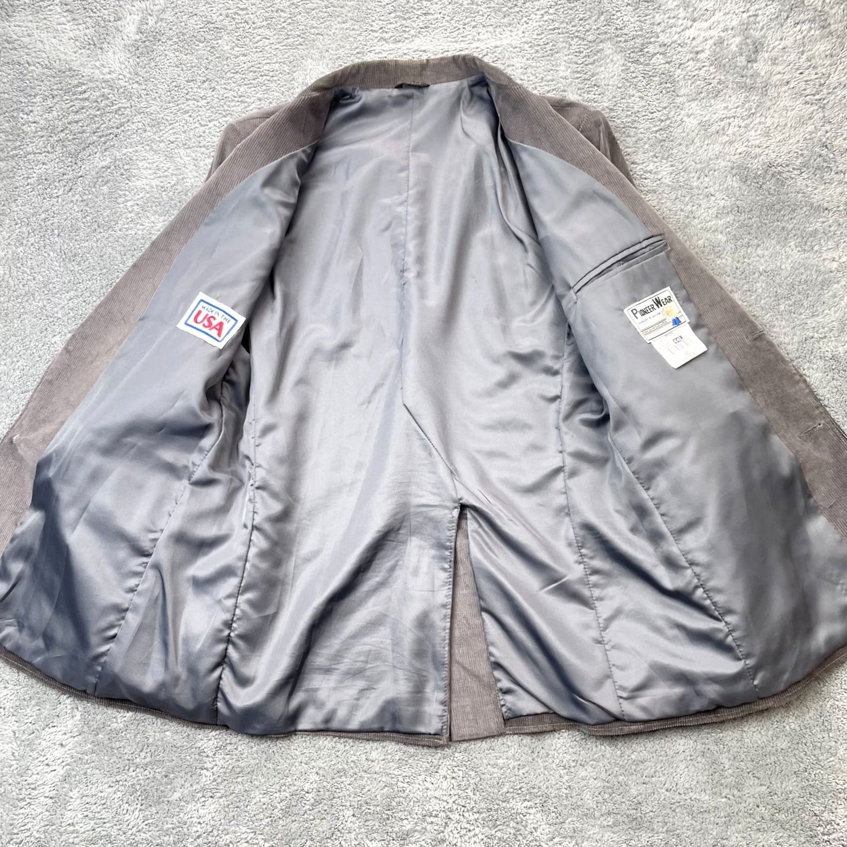Vintage VINTAGE Pioneer Wear Jacket Mens 44 Gray VTG 44L Blazer Coat Corduroy Elbow Patches Western Size 44R - 5 Thumbnail