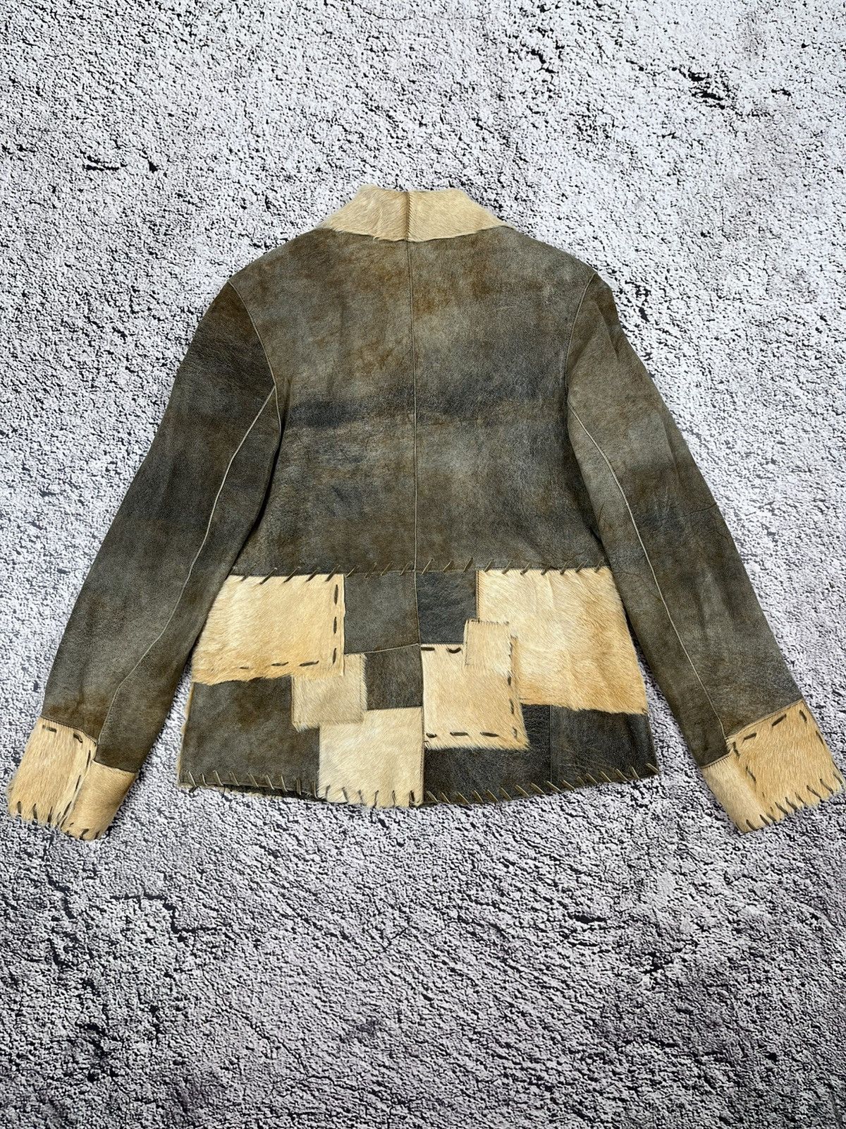 Japanese Brand Vintage Patchwork Suede Cowhide Fur Collar Jacket Size L / US 10 / IT 46 - 6 Thumbnail