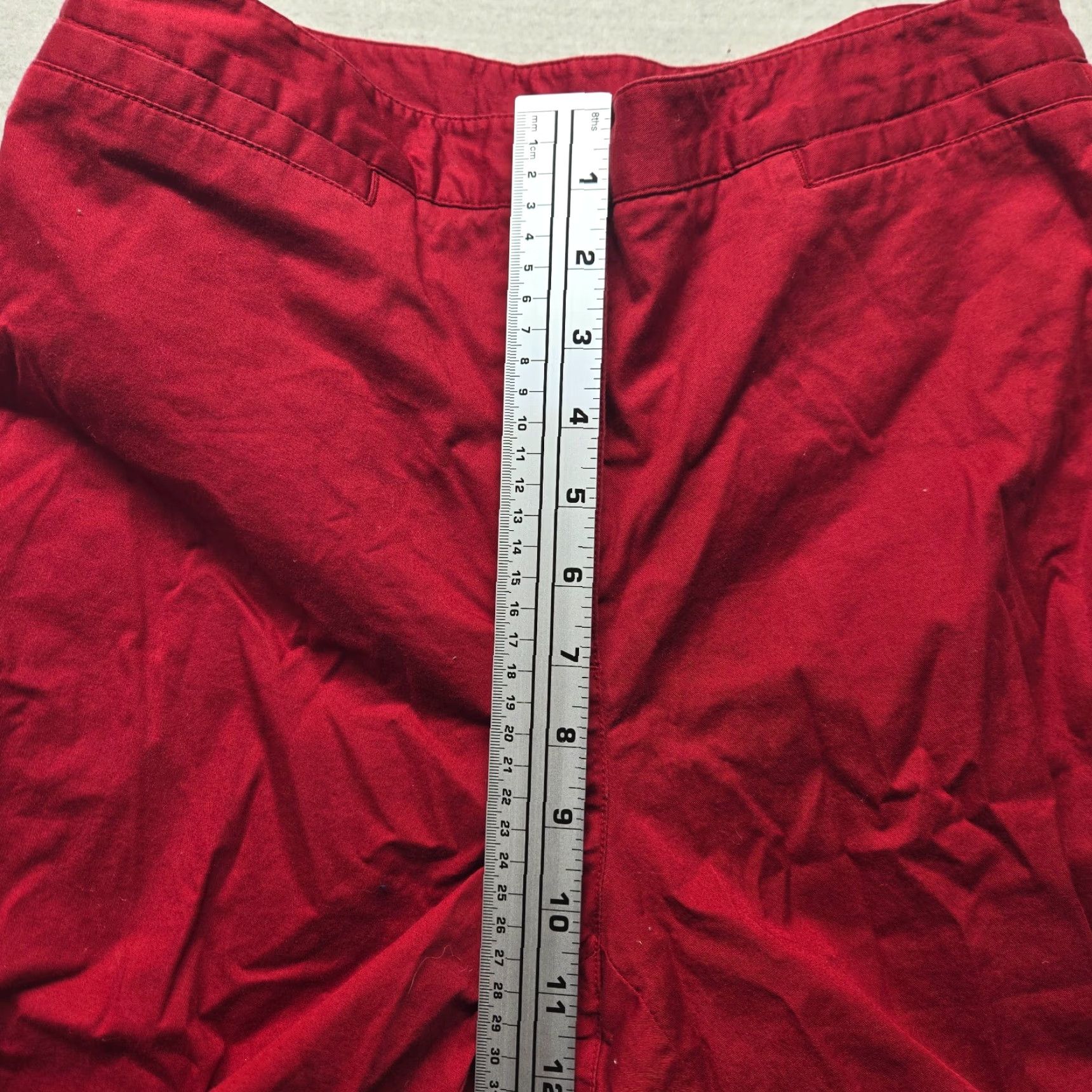Liz Claiborne Liz Claiborne Pants Capri Red Petite 10P Women's Cropped Inseam 22" Mid Rise Slant Pocket Cotton Blend Casual Capris Womens Size 32" / US 10 / IT 46 - 6 Thumbnail