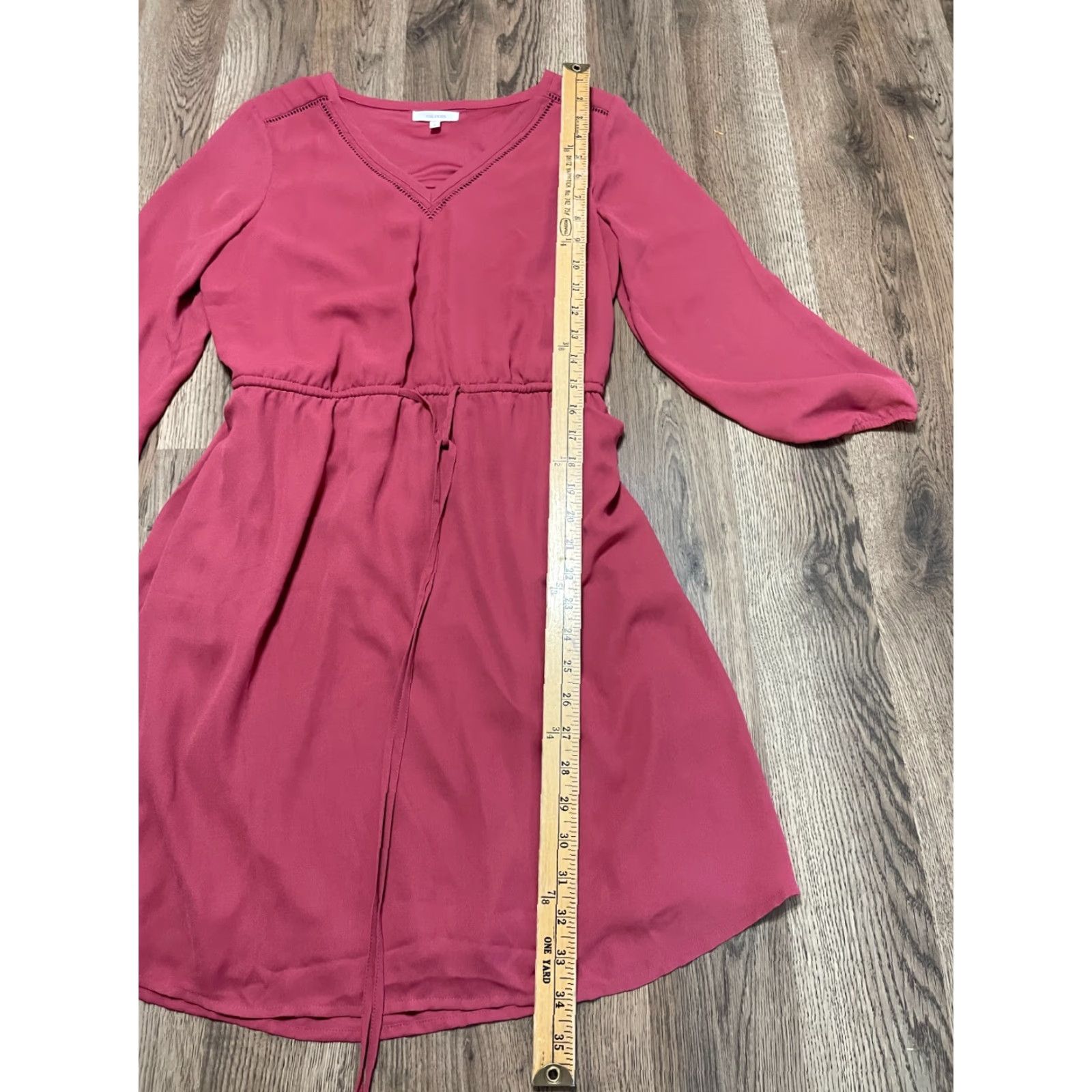Vintage Maurices Dress Women's Small Pink Long Sleeve V-Neck A-Line Casual Knee Length Size S / US 4 / IT 40 - 5 Thumbnail