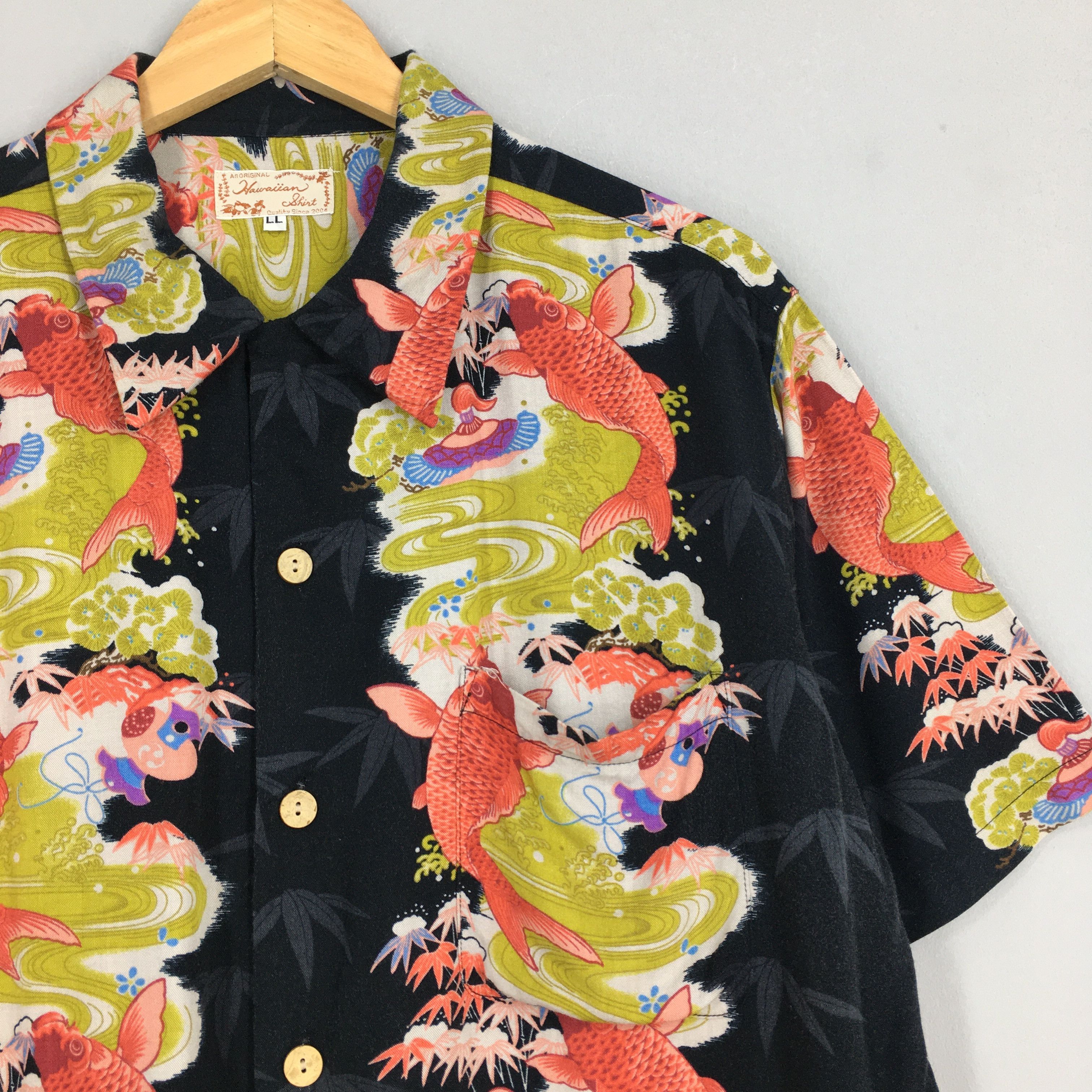 Japanese Brand × Vintage Vintage Aloha Patina Japanese Koi Fish Rayon Shirt Large Size US L / EU 52-54 / 3 - 2 Thumbnail