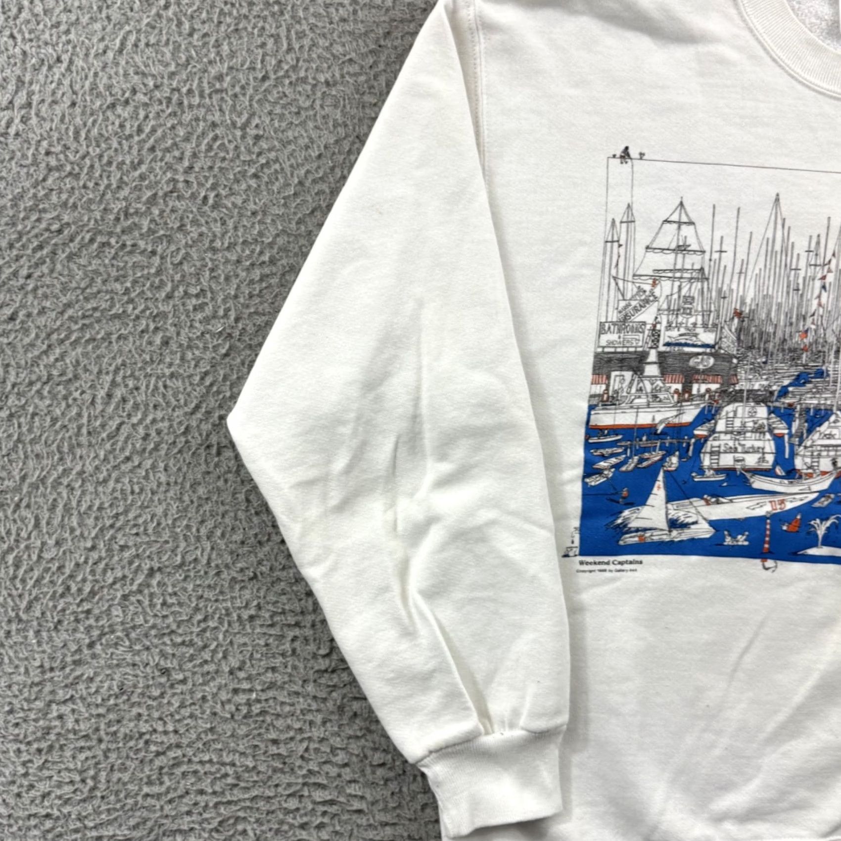 Jerzees VINTAGE Jerzees Sweatshirt Mens Large White 80s 90s Pullover Crew Neck Long Sleeve Graphic Print Size US L / EU 52-54 / 3 - 4 Thumbnail