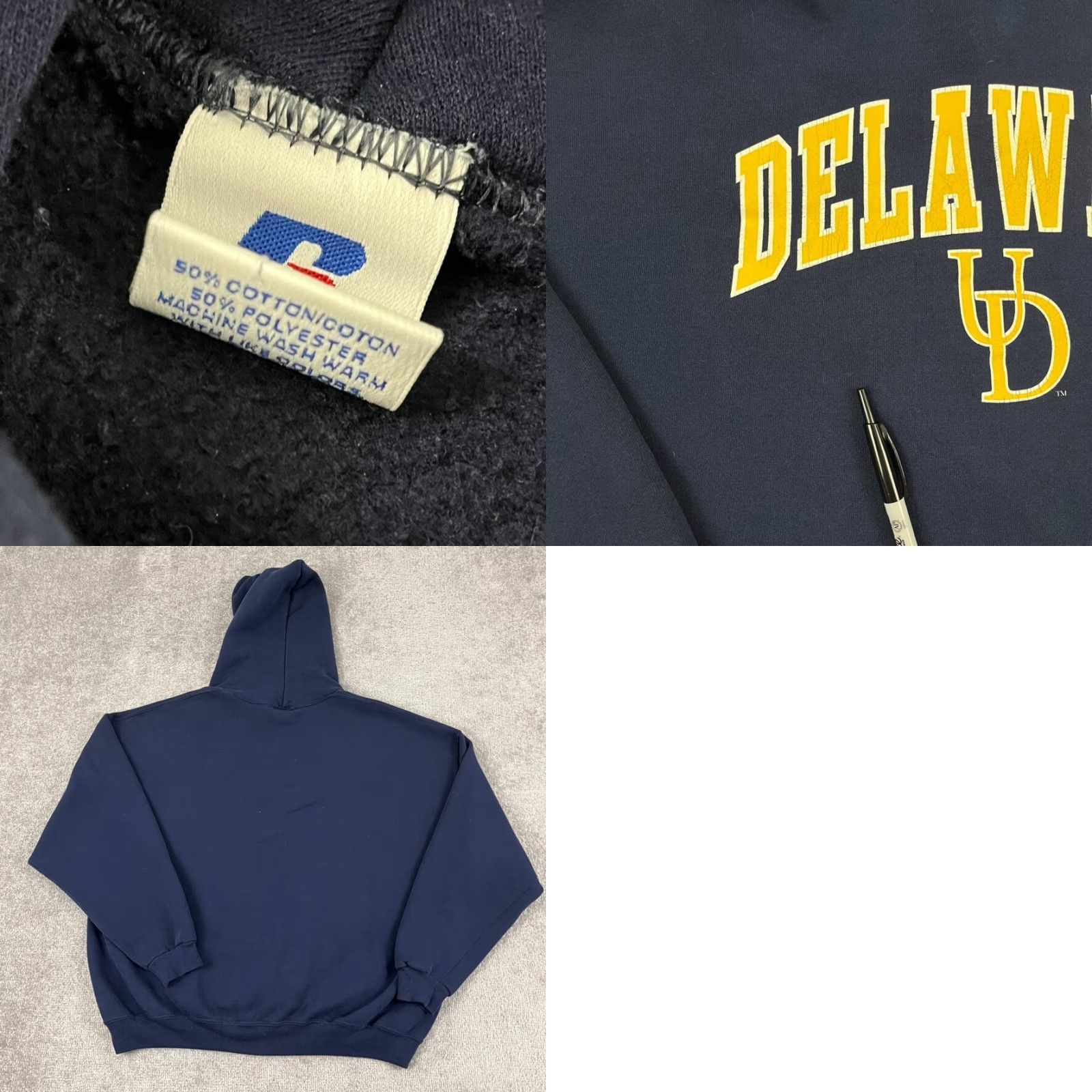 Russell Athletic VINTAGE University of Delaware UD Hoodie Mens XL/2XL Blue Russell Sweatshirt 90s Hoodie Mens XL/2XL Blue Russell Athletic University 90s Size US XL / EU 56 / 4 - 8 Thumbnail