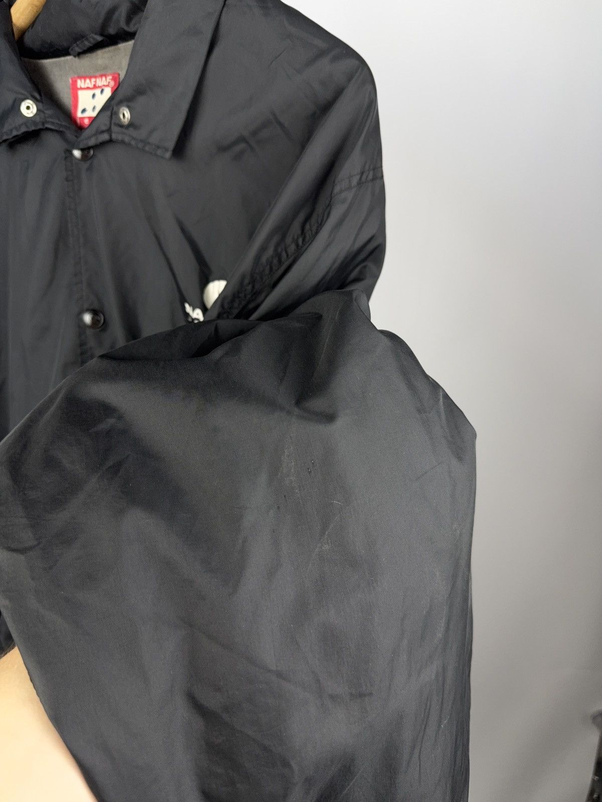 Issey Miyake × Japanese Brand × Vintage Vintage 90s NAF NAF Jeans Black Windbreaker Jacket Logo Size US L / EU 52-54 / 3 - 9 Thumbnail