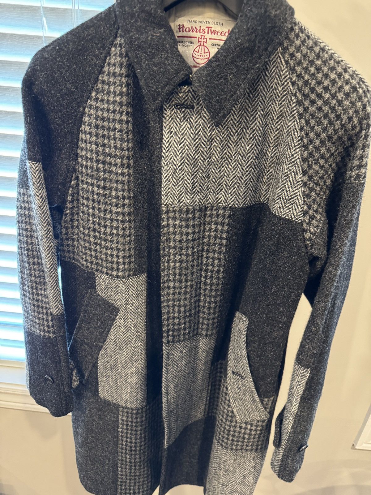 Beams Plus x Harris Tweed Grey Patchwork Wool Coat Size US XS / EU 42 / 0 - 1 Thumbnail
