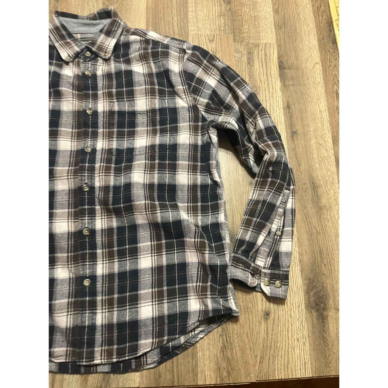 Eddie Bauer Eddie Bauer Shirt, Men’s Size Large, Plaid, Button-Down, Long Sleeve, Casual, Color Brown, Black White, Button Up, Fall Spring Summer, Regular, Mens Size US L / EU 52-54 / 3 - 4 Thumbnail