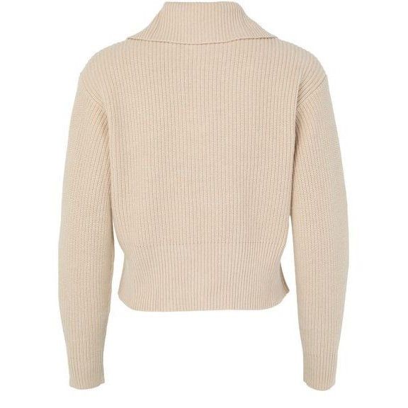 Max Mara MAX MARA Nadar Zip Neck Beige Wool Sweater New & Authentic ( Size L / US 10 / IT 46 - 2 Thumbnail