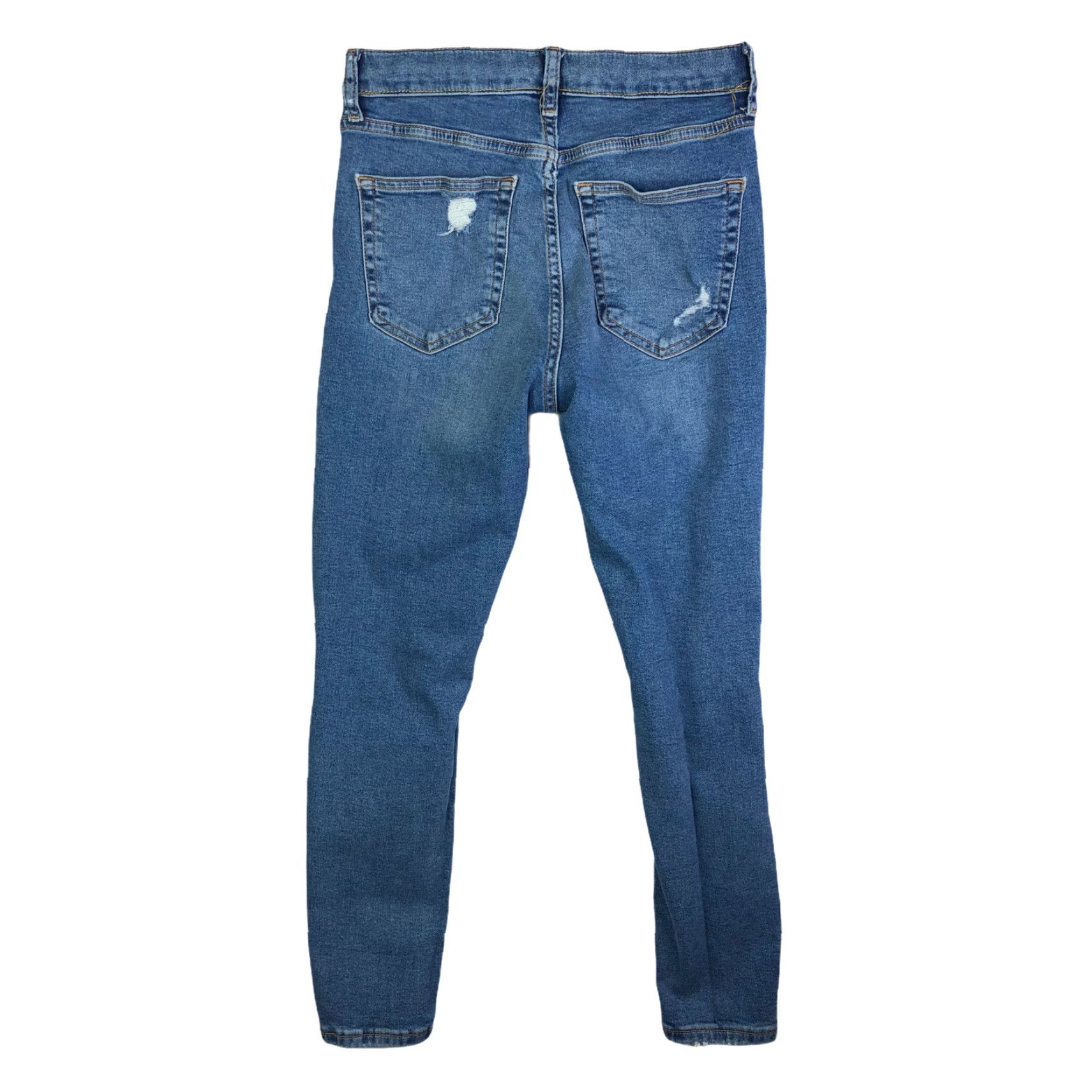 Topshop VINTAGE Top Shop Moto Jamie Juniors Jeans Distressed Blue Denim 26x24 Regular Zip Inseam 24.5 Mens Boys Size 4XL / US 24-26 - 2 Thumbnail