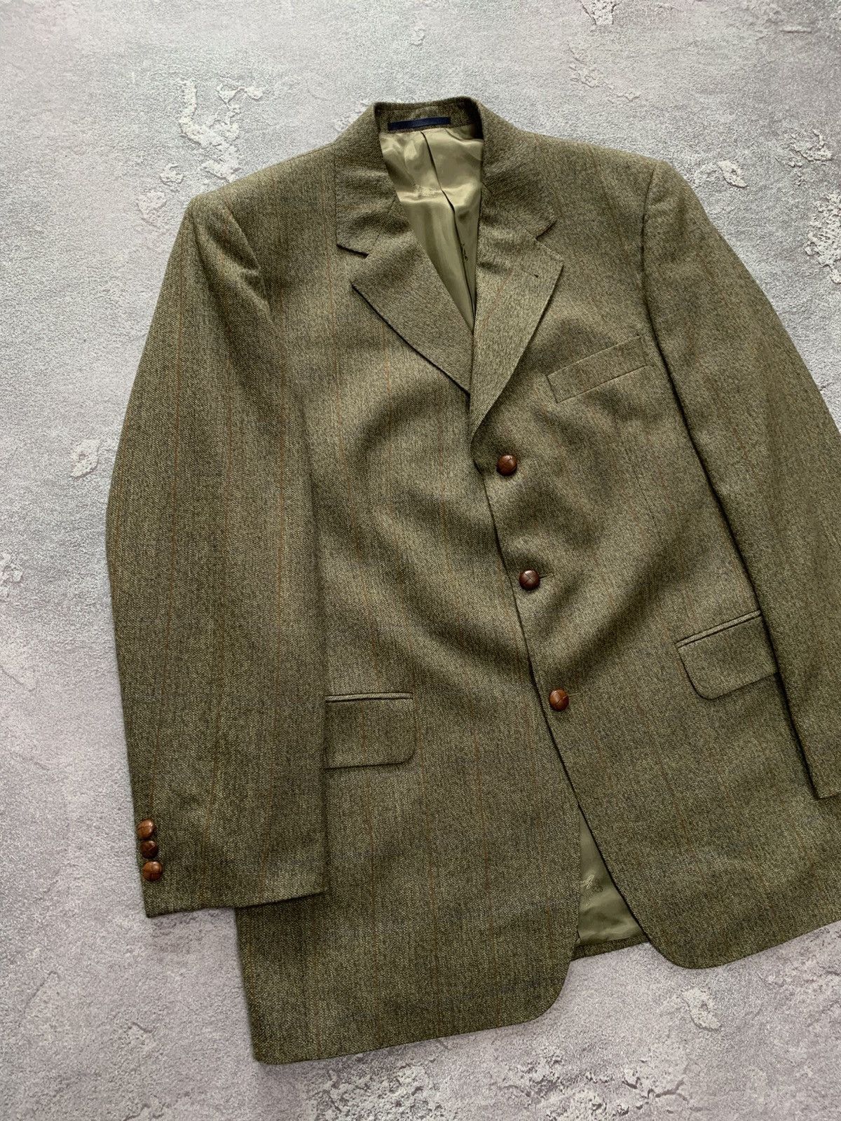 Burberry Vintage Burberry Tweed Wool 3 piece Blazer size Men 52 Size 40R - 2 Thumbnail