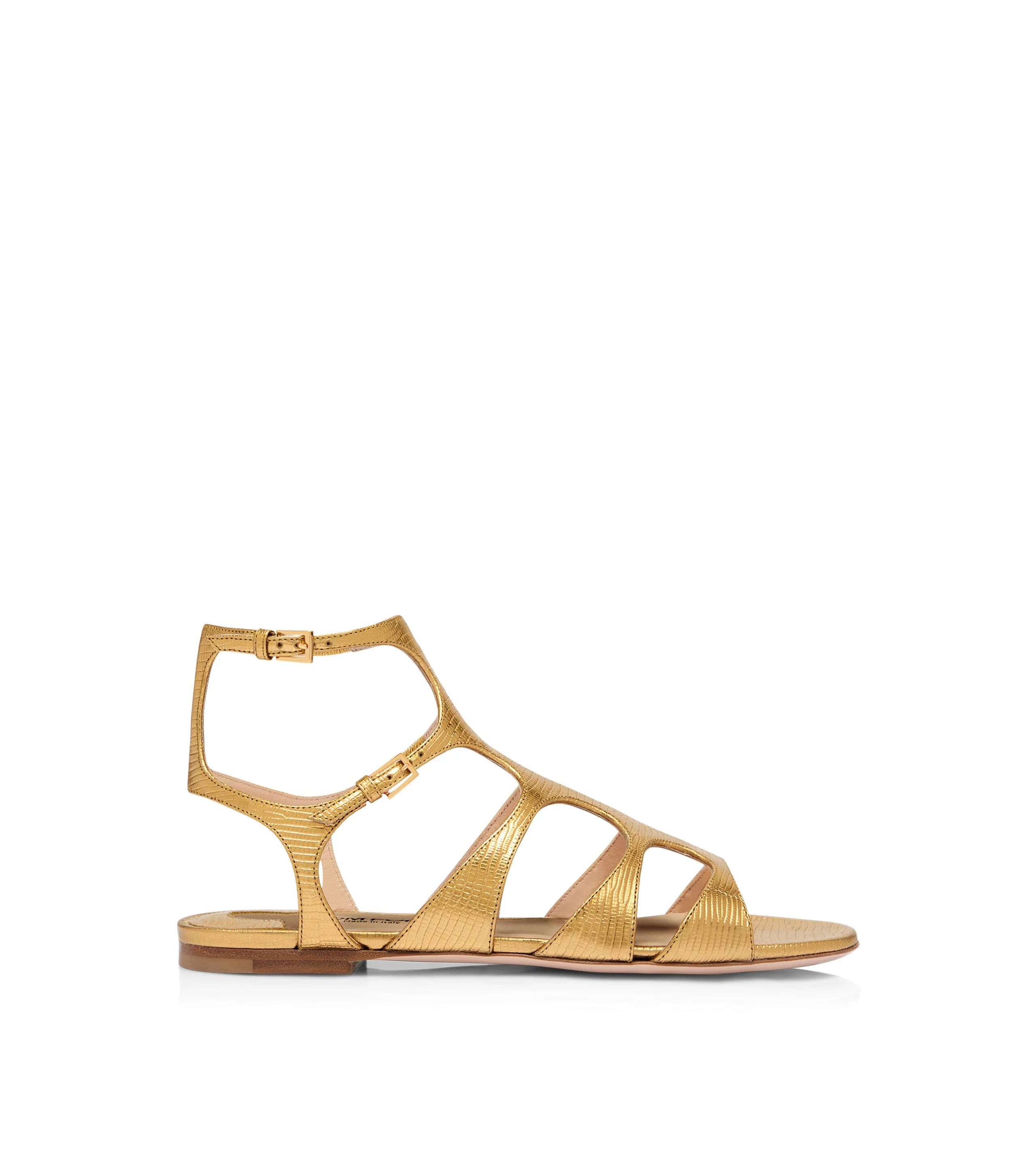 Tom Ford o1loc1c0226 W3630 Paradis Metallic Leather Sandals in Gold Size US 11 / IT 41 - 1 Thumbnail