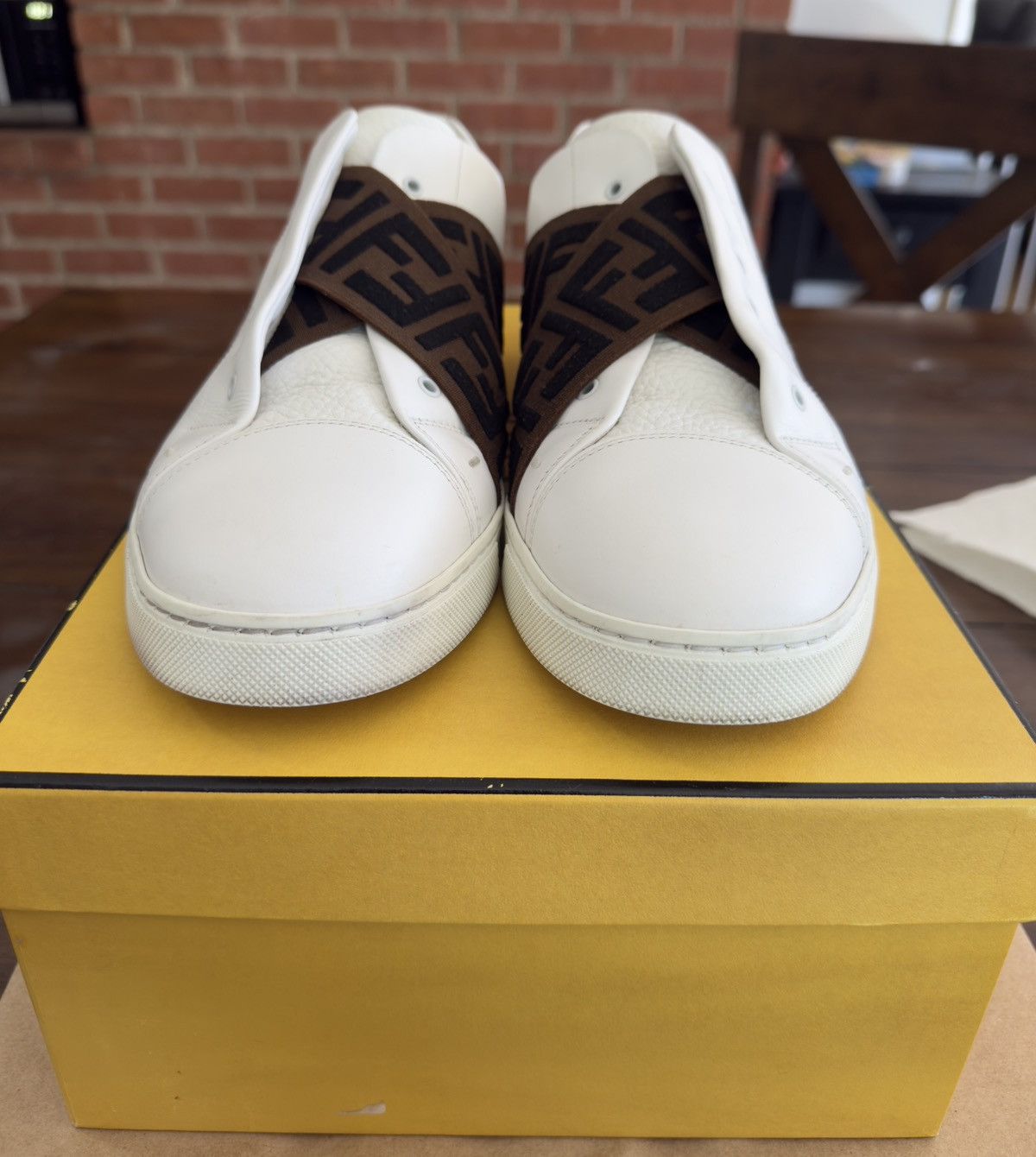 Fendi Logo Calf Leather White Sneakers Size US 7 / EU 40 - 1 Thumbnail