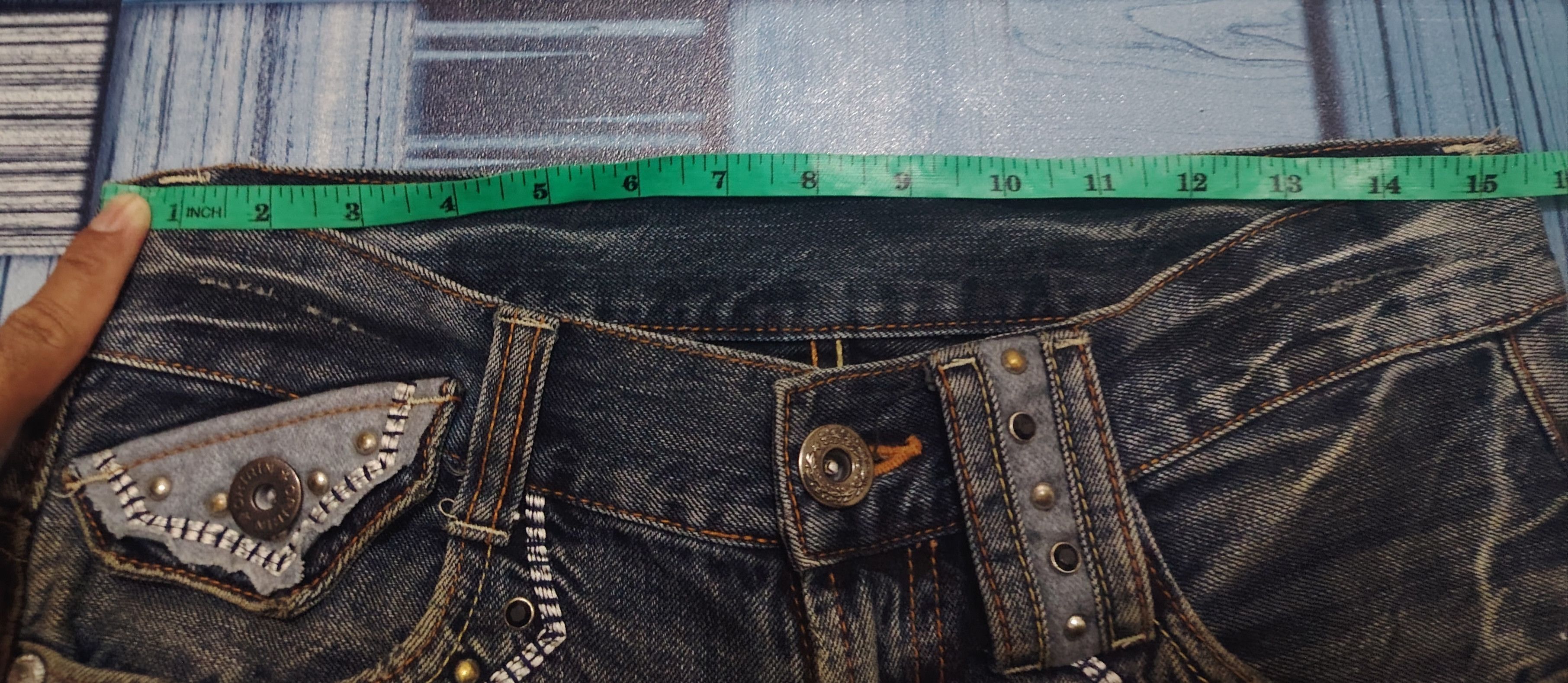 Tornado Mart Japanese Oririn Buckle Back Flared Jeans Distressed Denim Size US 31 - 20 Thumbnail