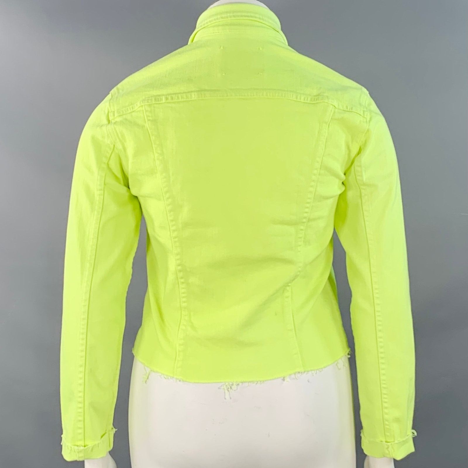 L'AGENCE L'AGENCE L Yellow Neon Cotton Blend Twill Raw Edge Jacket Size L / US 10 / IT 46 - 4 Thumbnail