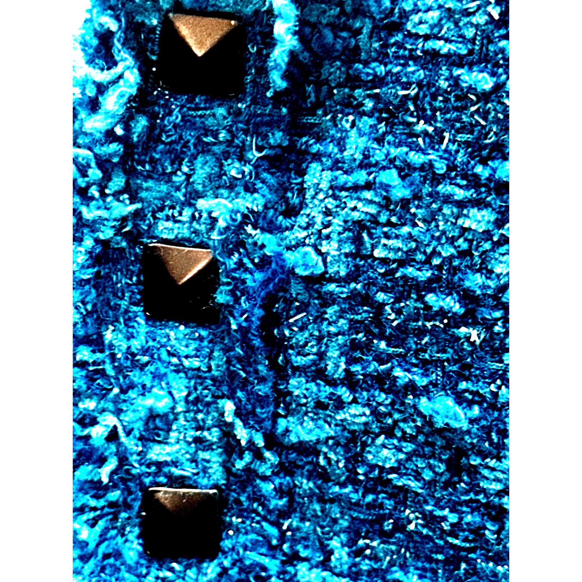 Other Alberto Makali Size 12 Teal Blue Boucle Studded Cropped Twee Size XL / US 12-14 / IT 48-50 - 8 Thumbnail