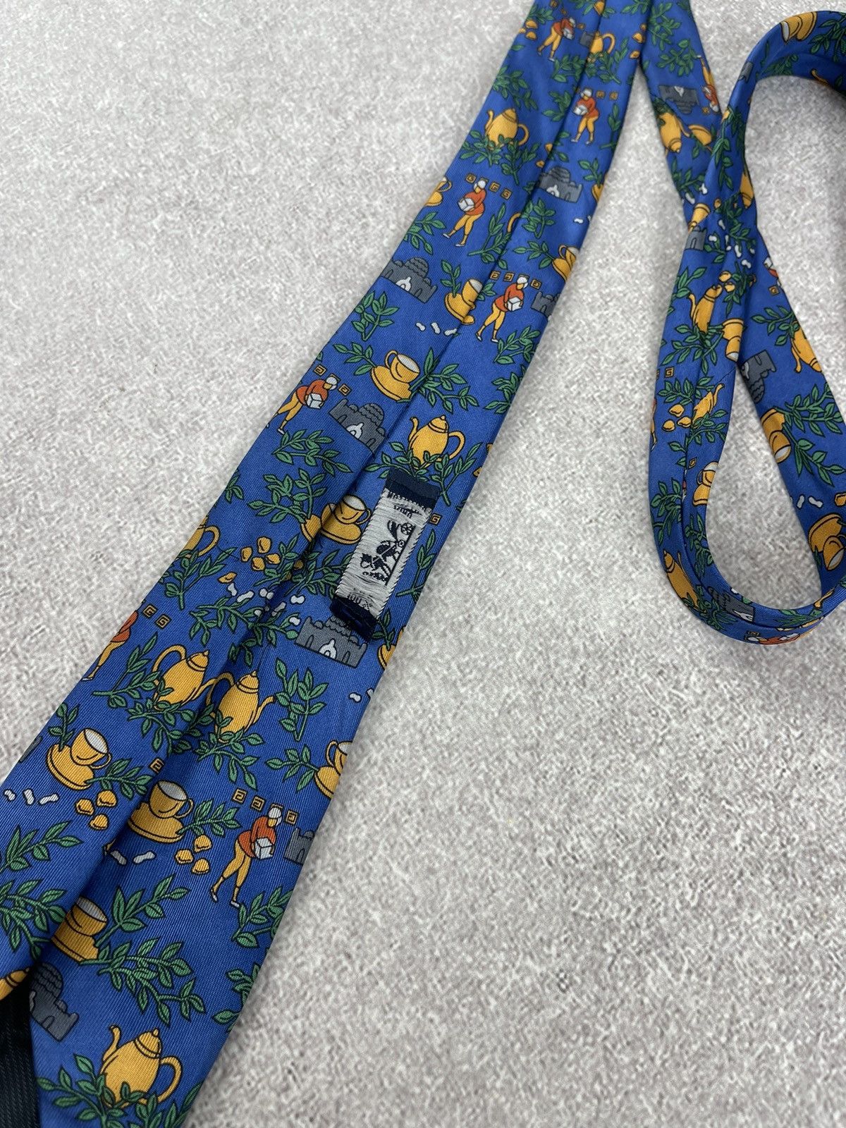 Hermes × Vintage Vintage Hermes Paris Silk Tie Blue Size ONE SIZE - 12 Thumbnail