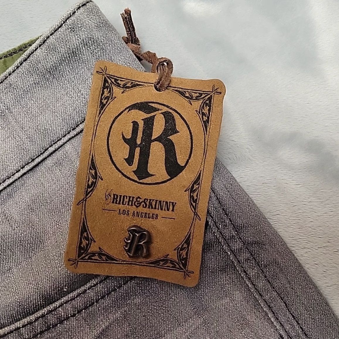 Denime VINTAGE Strong Rich & Skinny Jeans Mens 36 Gray Straight Leg Denim Stretch Made in USA Size US 36 / EU 52 - 3 Thumbnail