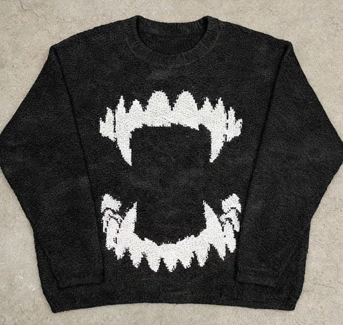 Other Retro Y2K Anime Gothic Teeth Jacquard Pullover Knit Sweater Size US M / EU 48-50 / 2 - 1 Thumbnail