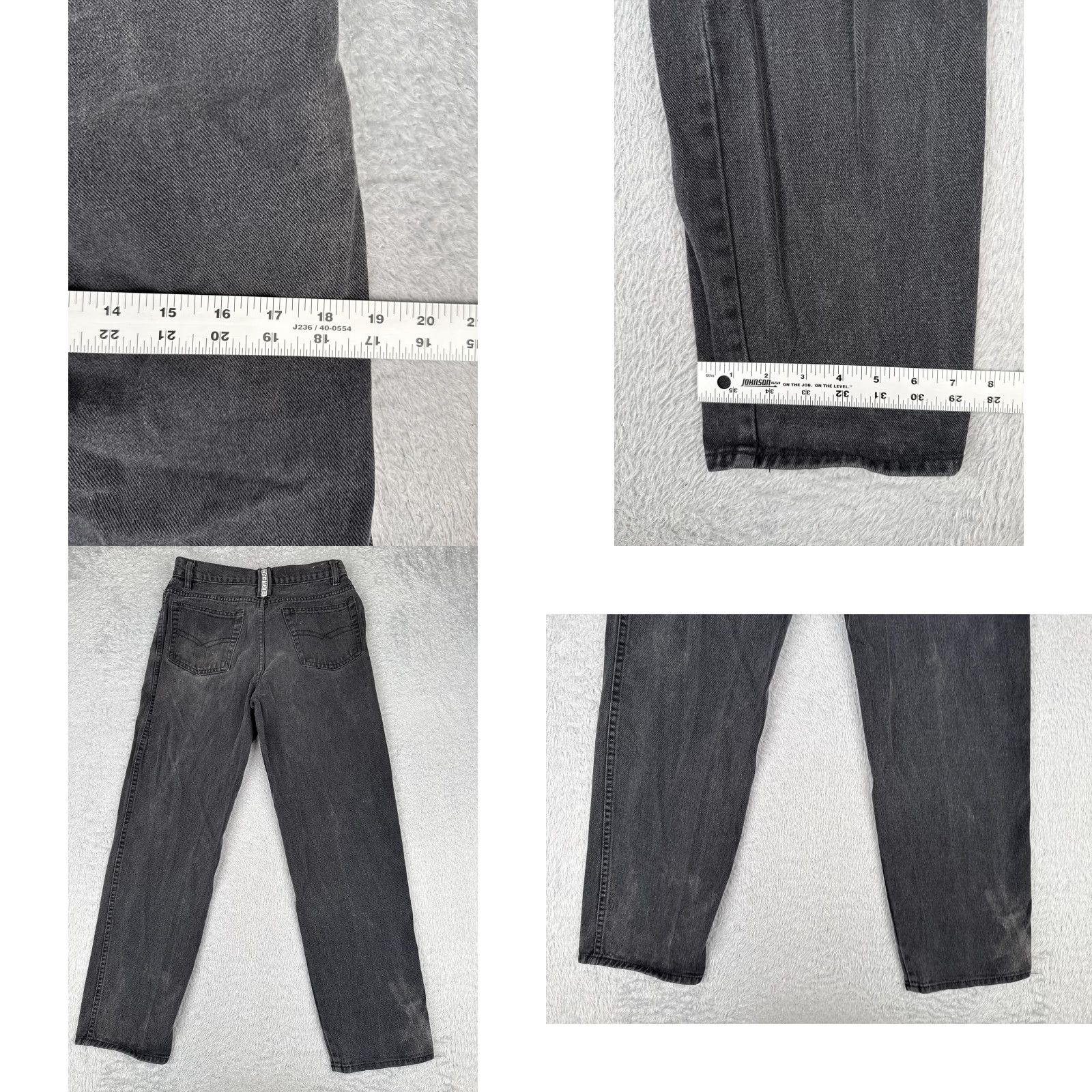 Big Dogs VINTAGE Bugle Boy Jeans Mens 31x32 Black Gray Denim Straight Leg Zip Fly 90s Size US 31 - 9 Thumbnail