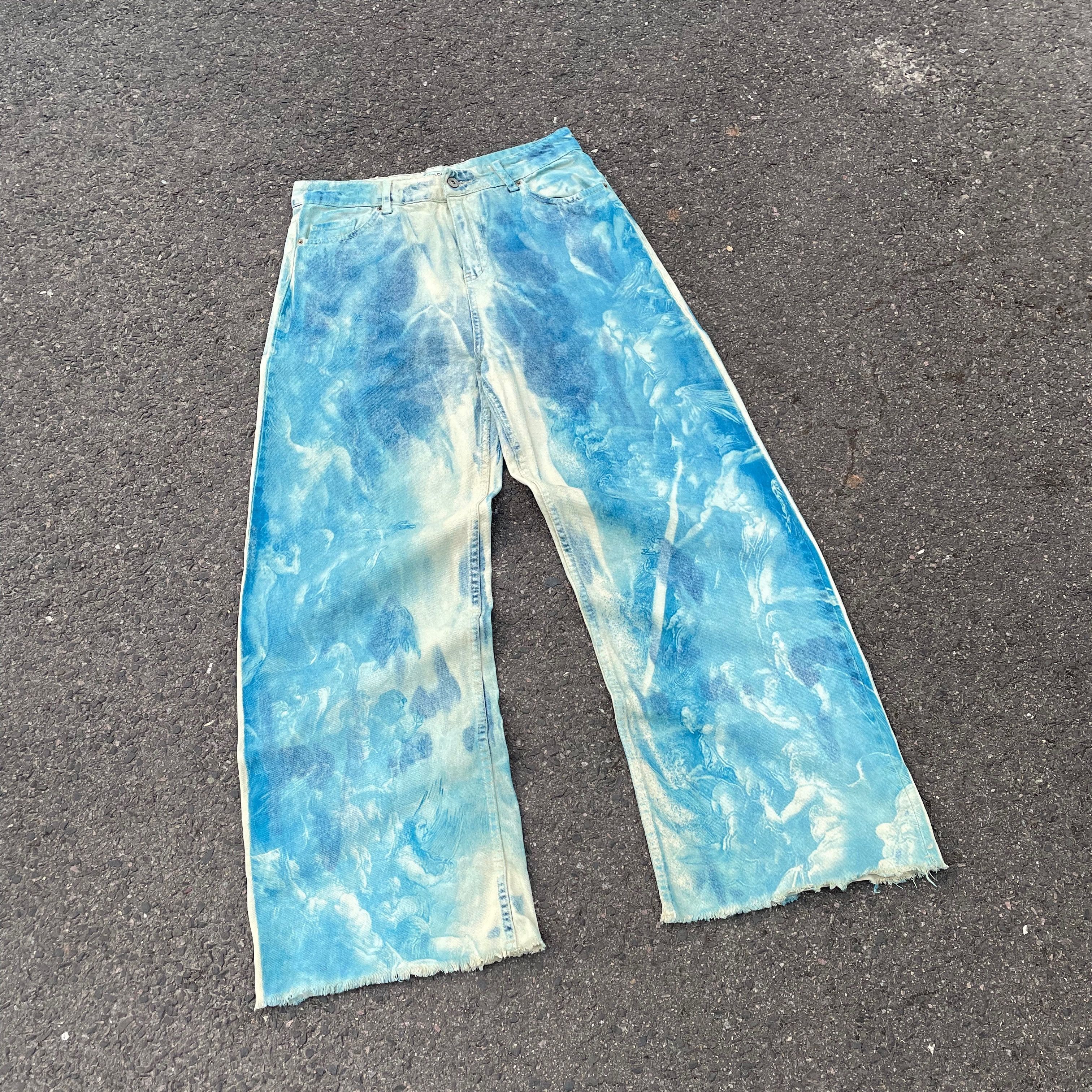 Other Custom Jeans Blue Bleached Denim Japanese Style Y2K Pants Size US 30 / EU 46 - 2 Thumbnail
