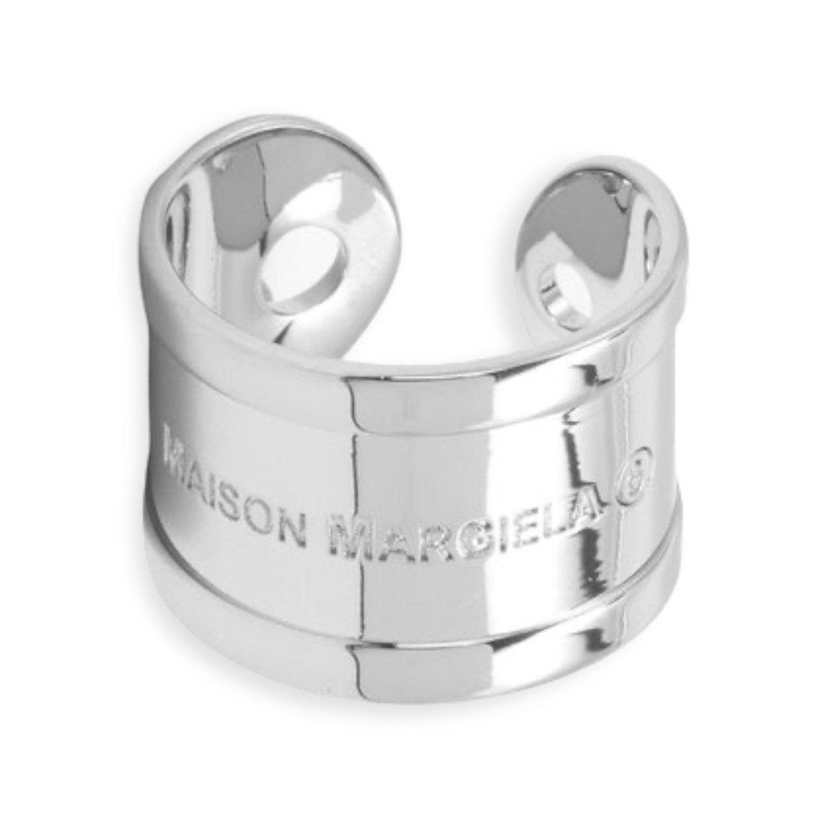 image of Mm6 Maison Margiela Silver Logo Ring, Men's