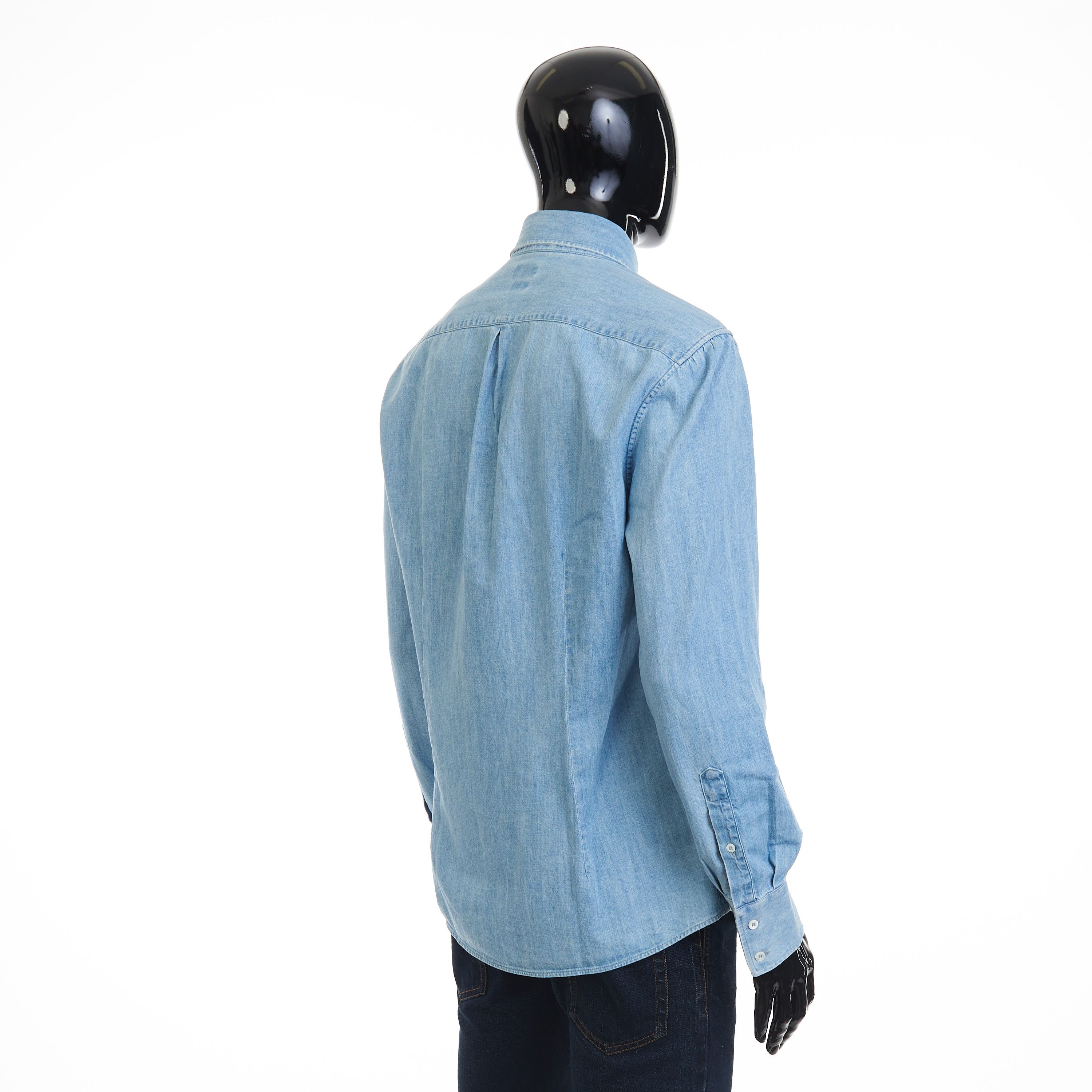 Brunello Cucinelli Denim Shirt - Slimfit, Button Down, Light Blue Cotton Size US M / EU 48-50 / 2 - 9 Thumbnail