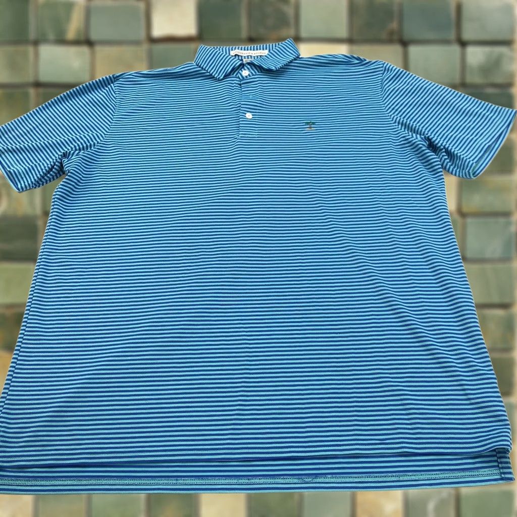 Vintage Holderness & Bourne Polo Shirt XL Blue Striped Golf Button Shirt Printed Logo Mens Regular Short Sleeve Polo Shirt Size US XL / EU 56 / 4 - 1 Thumbnail