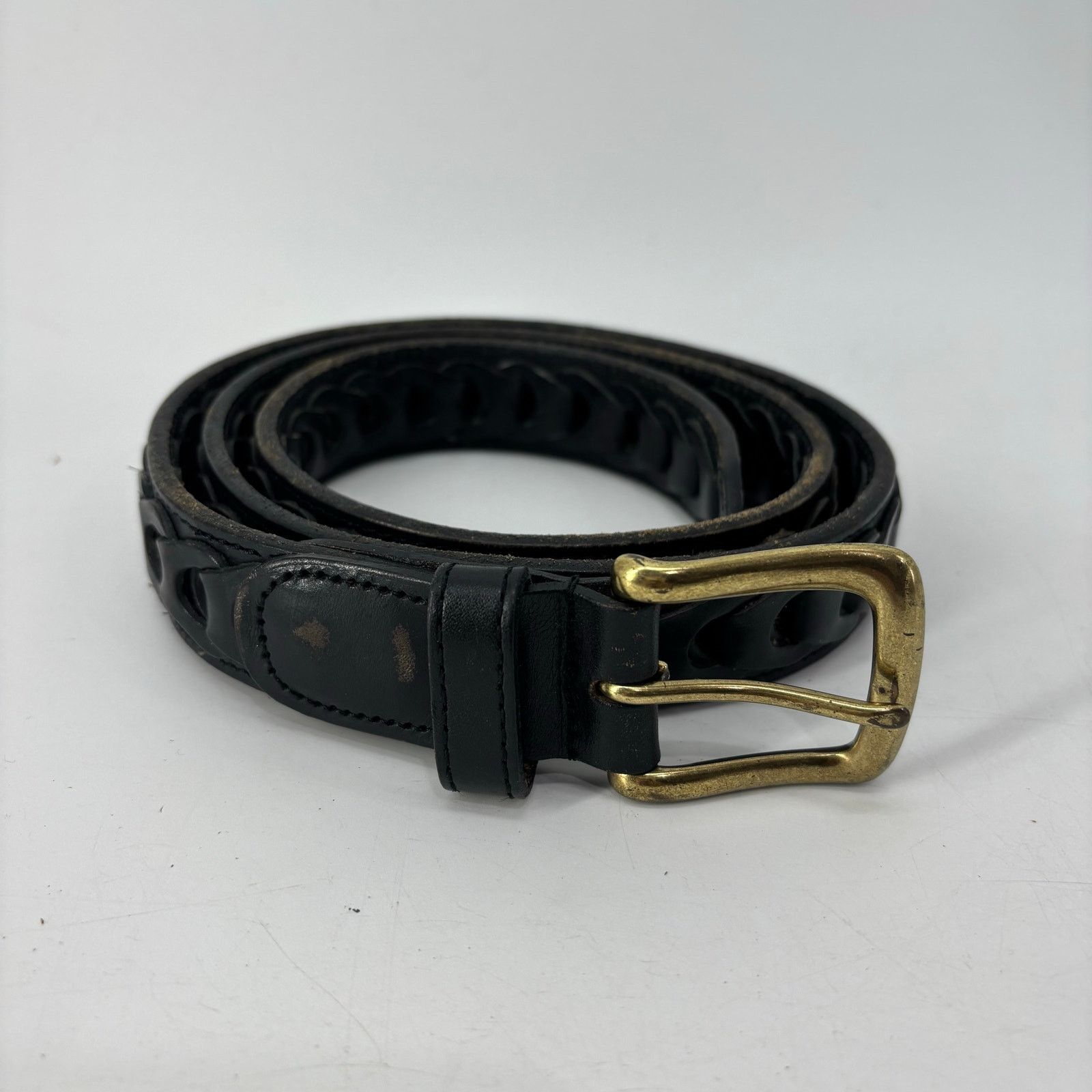 Other Men's Black Size 38 Genuine Leather Belt Casual Links Gold Size 38 - 8 Thumbnail