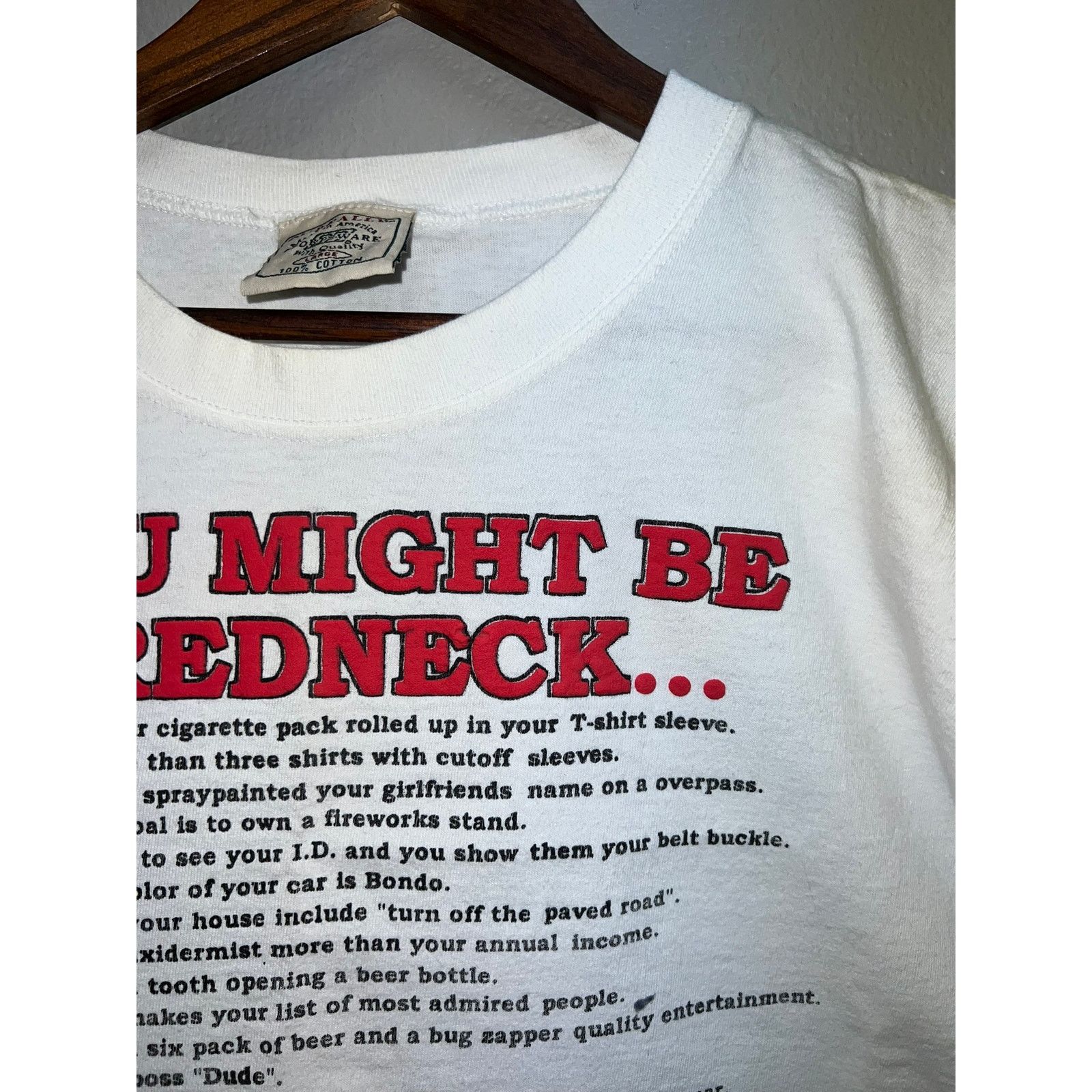 Vintage Womens Vintage You Might Be A Redneck Shirt Tee Crop Top 90s Size L / US 10 / IT 46 - 3 Thumbnail