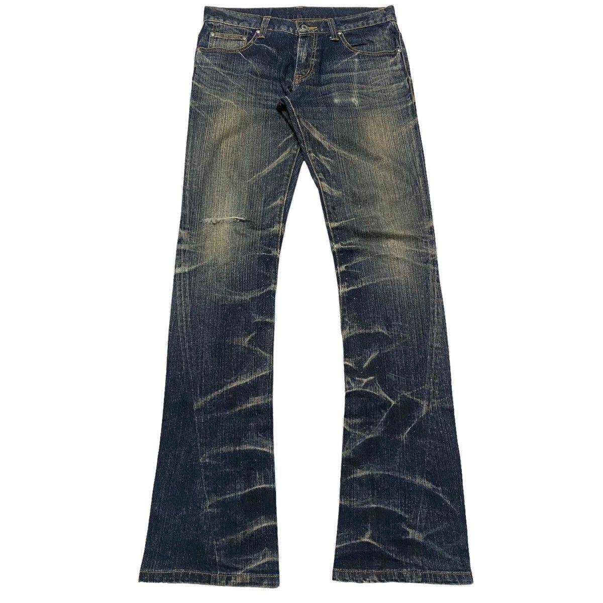 Japanese Brand Tornado Mart Spiral Cut Low Flare Jeans Distressed Grailed