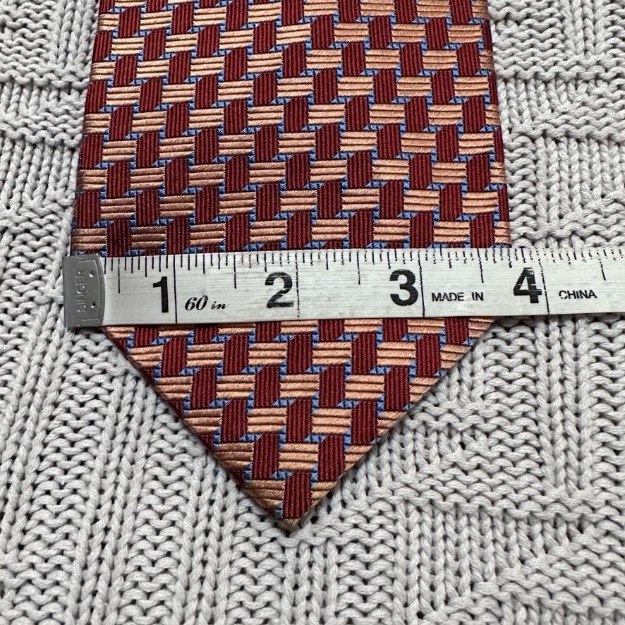 Paul Fredrick Paul Fredrick red and orange basketweave Italian silk tie Size ONE SIZE - 5 Thumbnail