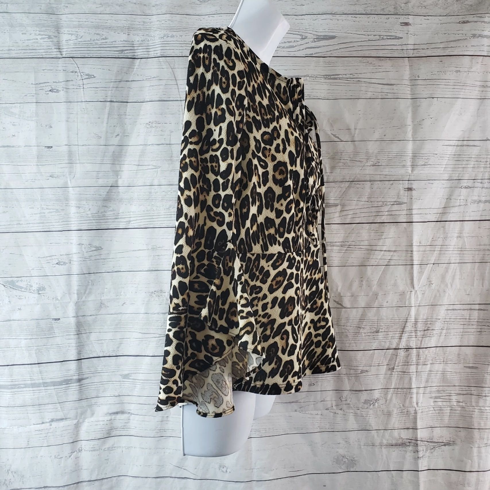 Vintage Chico's Womens Blouse S Brown Animal Print 3/4 Bell Sleeve Size S / US 4 / IT 40 - 3 Thumbnail