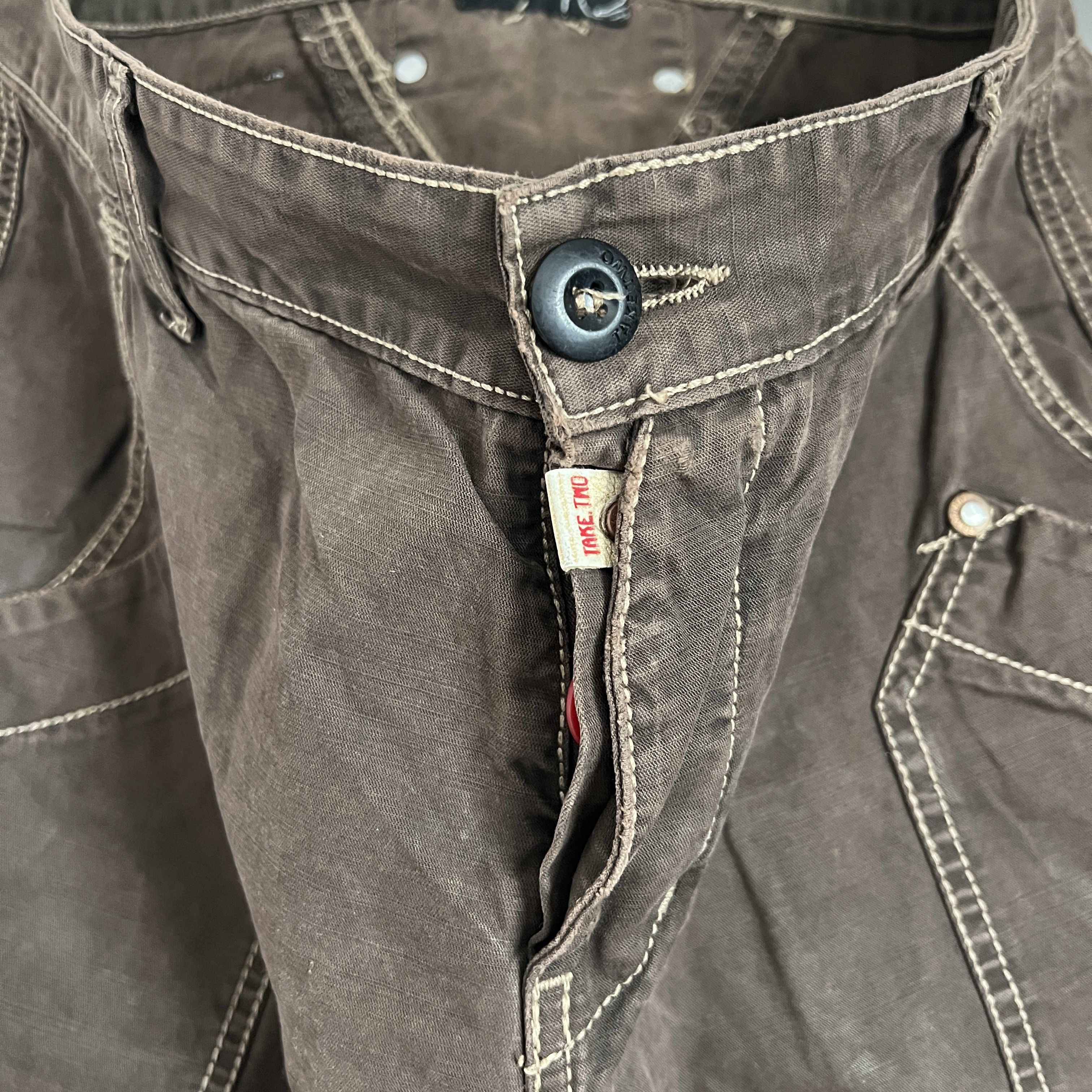 Japanese Brand Vintage TAKE TWO Wide Brown Pants Y2K Japanese Style Size US 34 / EU 50 - 7 Thumbnail