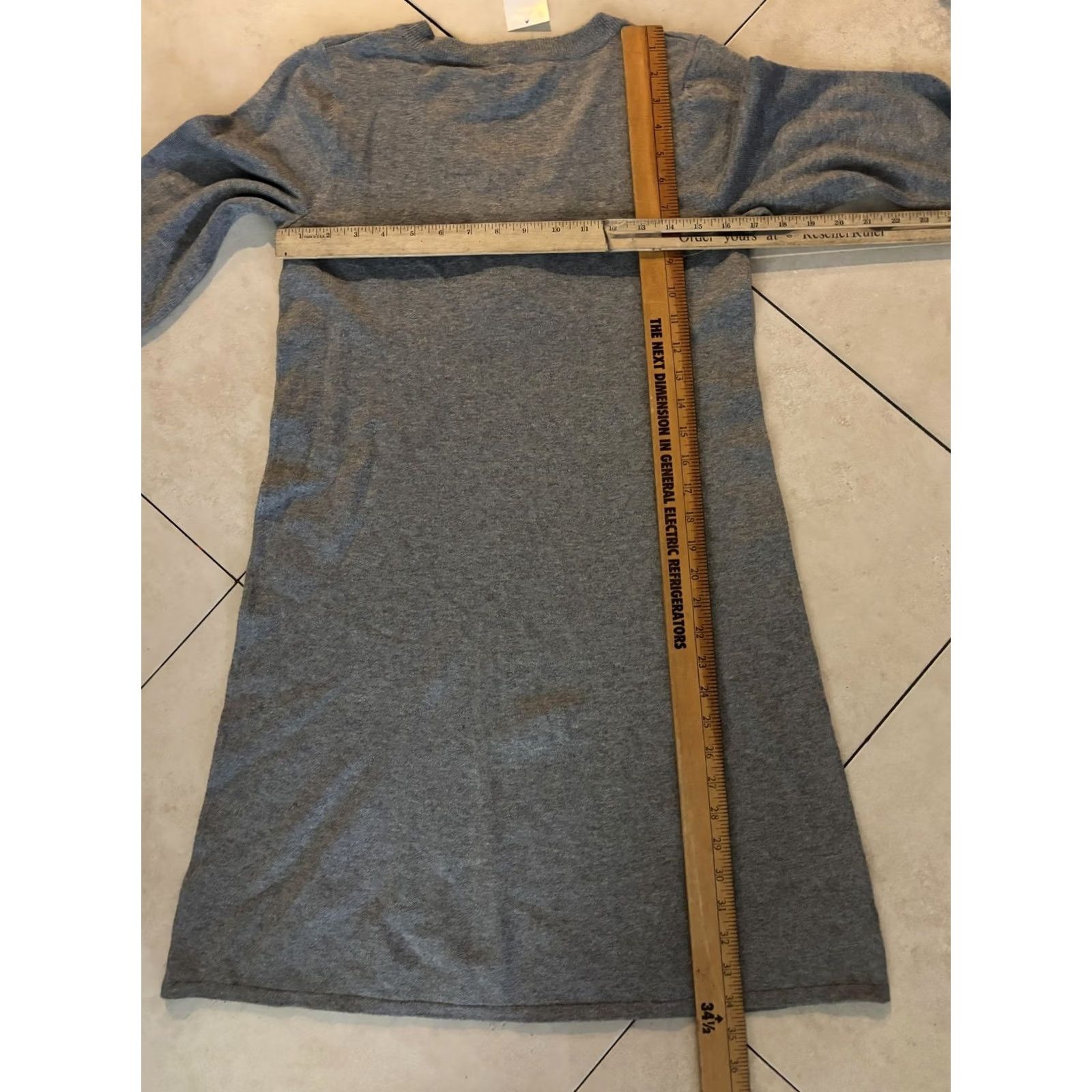 Neiman Marcus Neiman Marcus Womens Medium Gray V Neck Knit Sweater Dress 3/4 Sleeve Lace Up Size M / US 6-8 / IT 42-44 - 6 Thumbnail