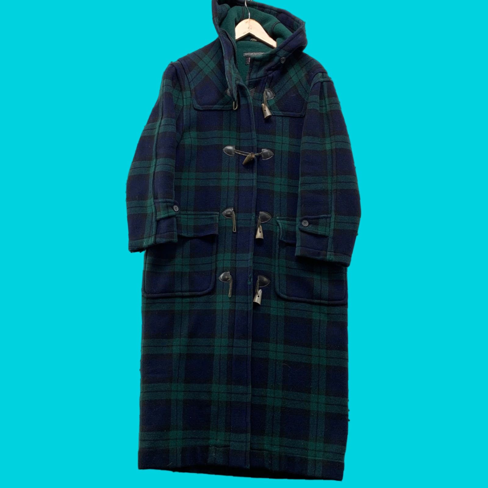 Vintage Brooks Brothers Wool Tartan Plaid Trench Coat Men XS