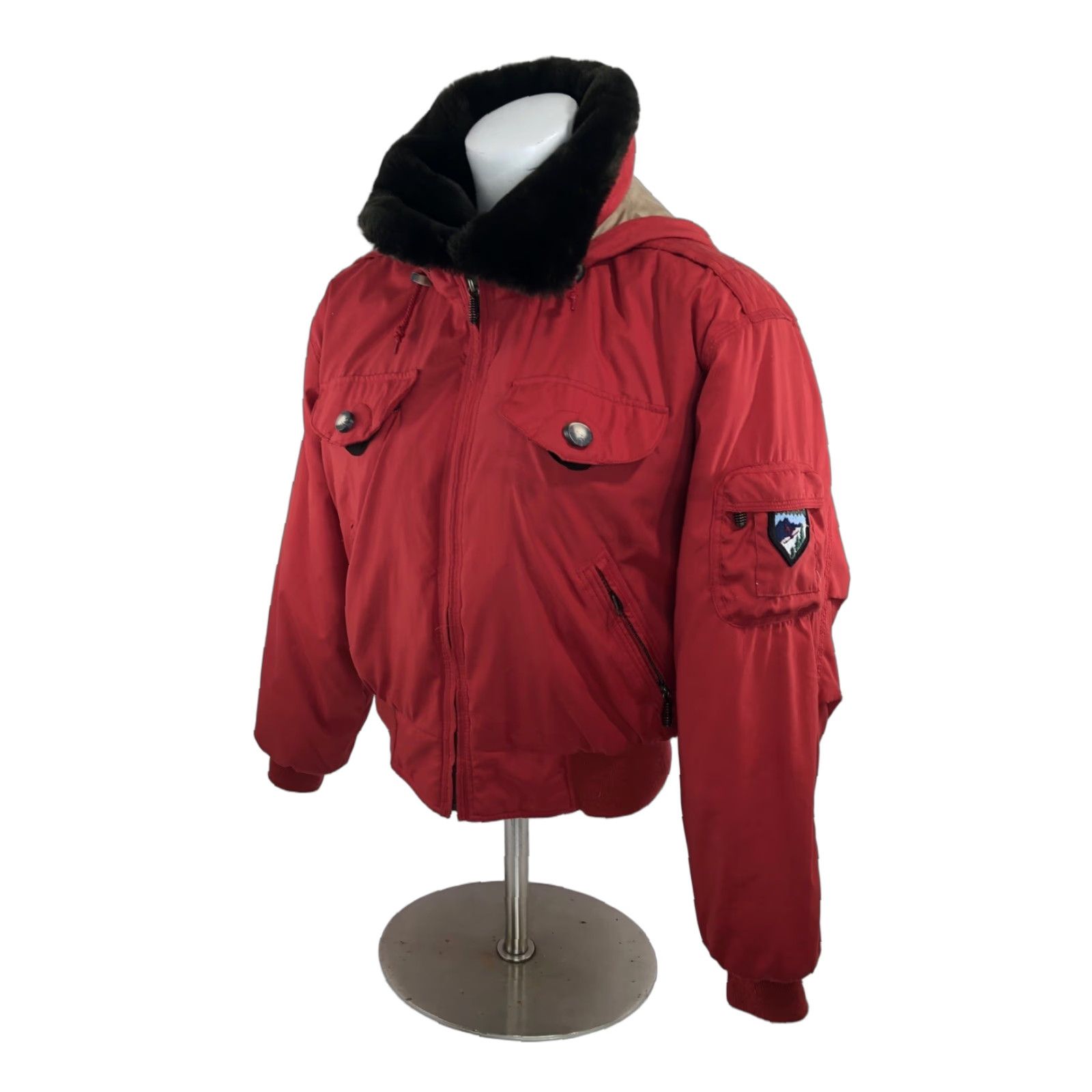 Obermeyer OBERMEYER DAVOS Hooded Jacket - Embroidered Ski Patch FAUX FUR COLLAR Womens Size 6 Red Ski / Snowboard, Collared, zip not shown, JL Size M / US 6-8 / IT 42-44 - 1 Thumbnail