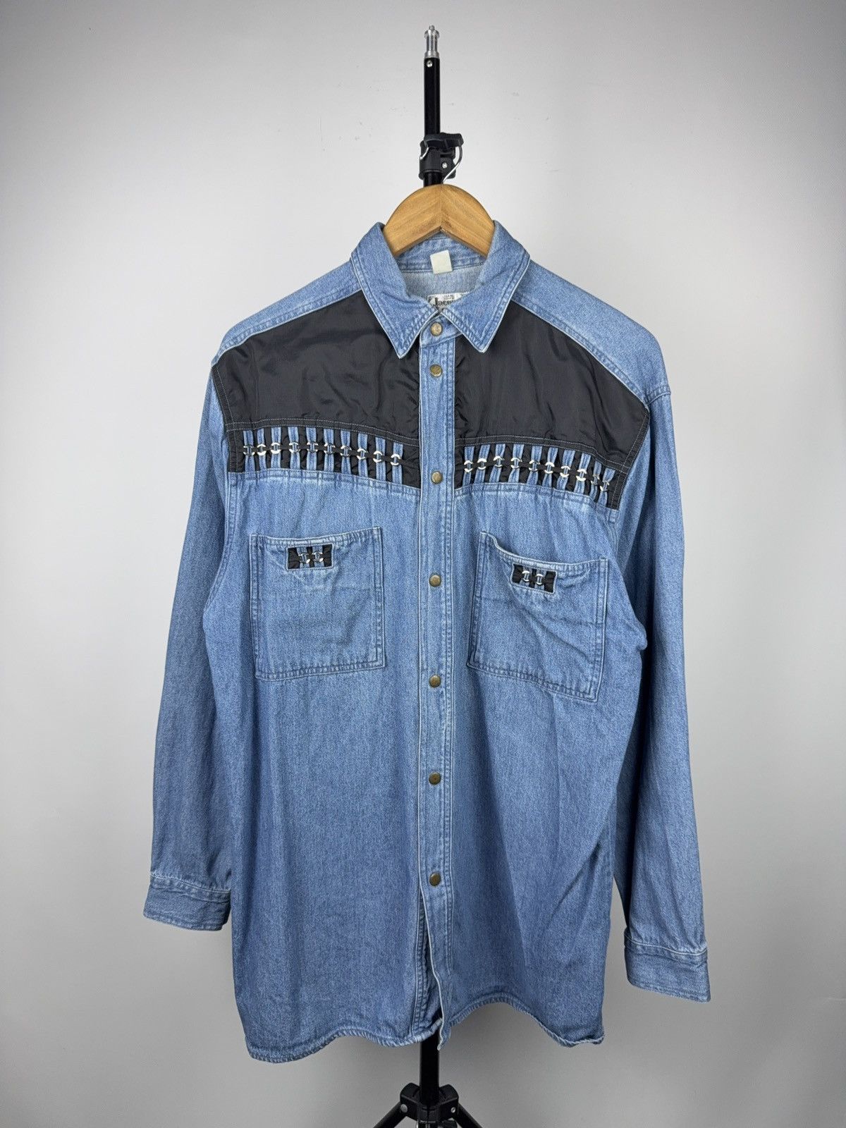 Vintage 90s Vintage Jacques Lorant Denim Cowboy Western Chain Shirt Size US XL / EU 56 / 4 - 1 Thumbnail