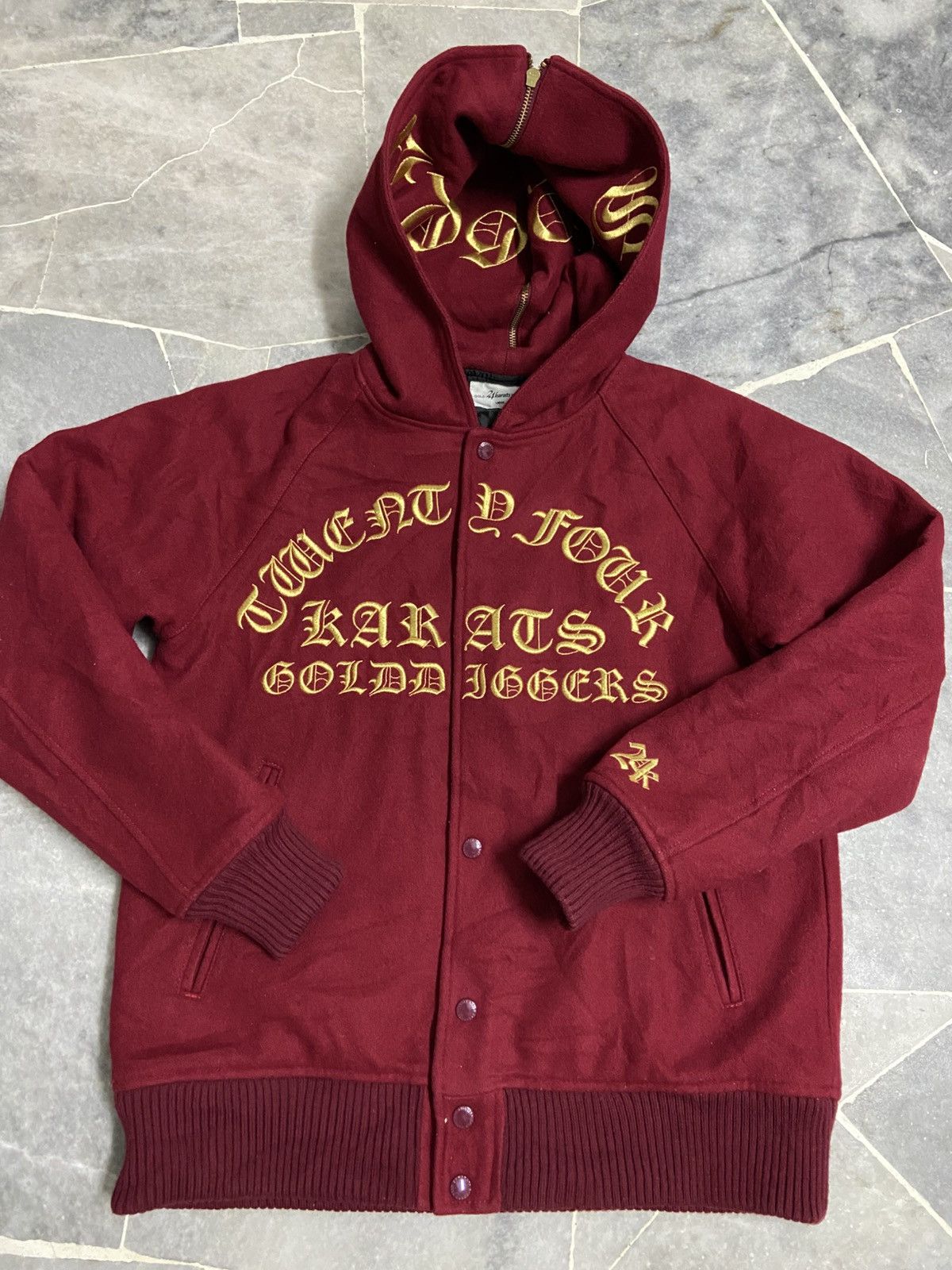 Japanese Brand × Vintage Gold 24 Karats Diggers Hoodie Varsity Jacket Size US M / EU 48-50 / 2 - 4 Thumbnail