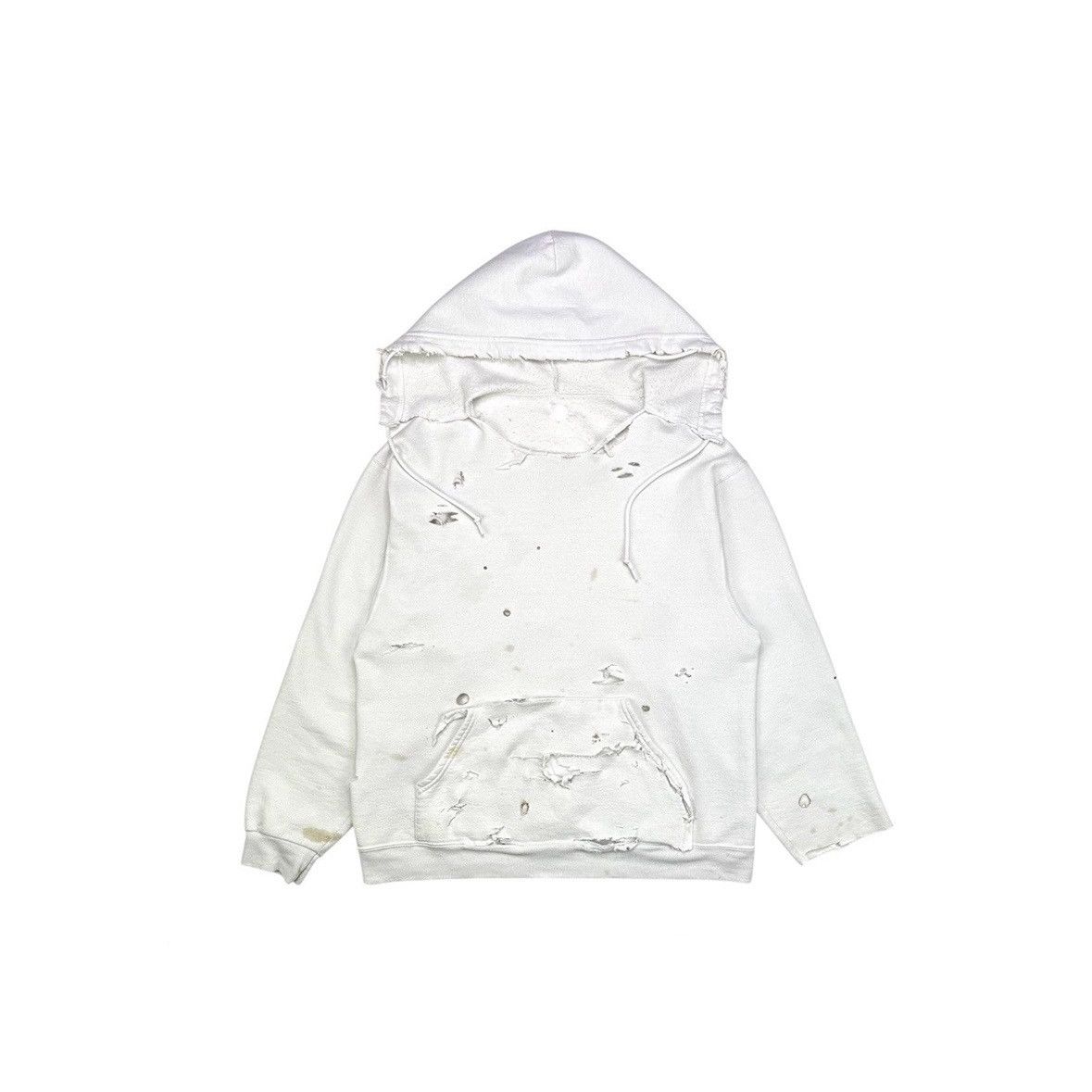 Vintage VINTAGE THRASHED WHITE HOODIE Size US L / EU 52-54 / 3 - 1 Thumbnail