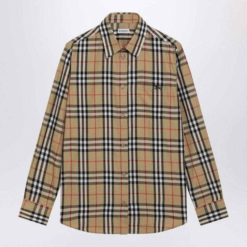 Burberry Beige Shirt With Check Pattern