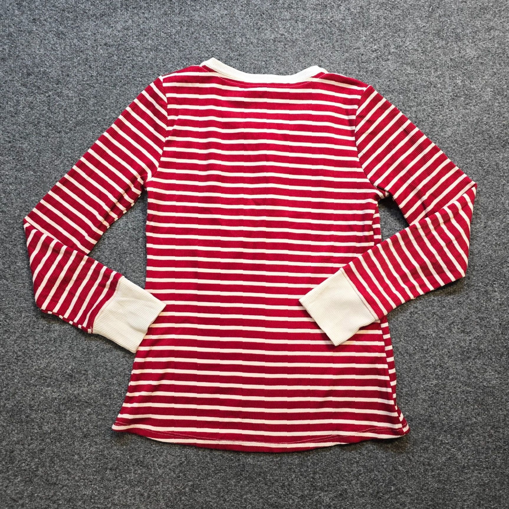 Lucky Brand Lucky Brand Top Womens Size Small Red White Stripe Thermal Henley Long Sleeve Shirt Size S / US 4 / IT 40 - 7 Thumbnail