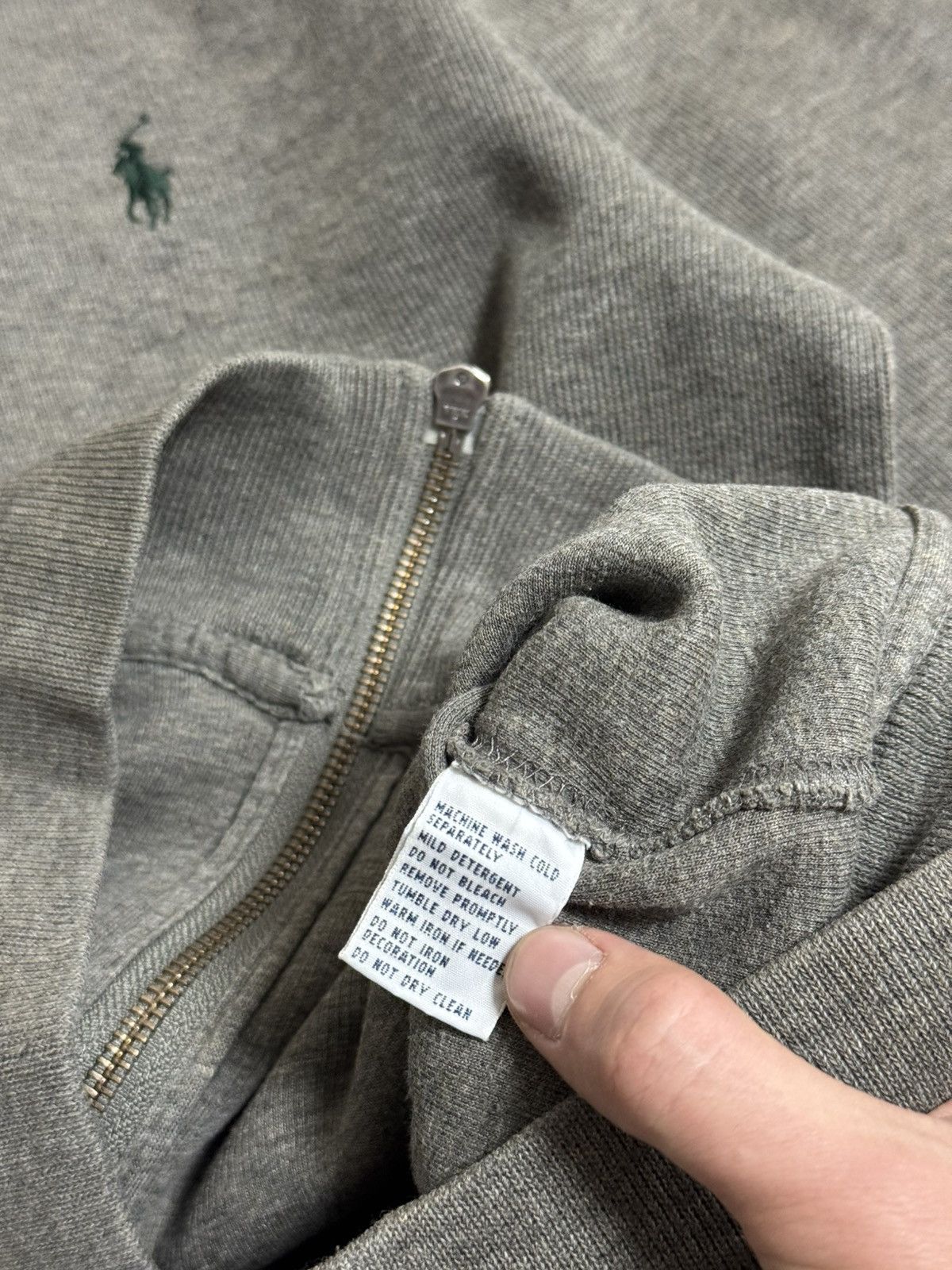 Polo Ralph Lauren Vintage POLO RALPH LAUREN GREEN PONY Gray Zip Hoodie S M Size US S / EU 44-46 / 1 - 8 Thumbnail