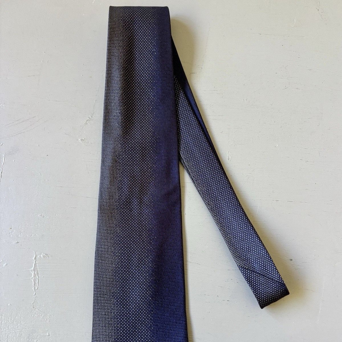 Jean Paul Gaultier Vintage Jean Paul Gaultier Silk Tie Navy Grey Micro Pattern Size ONE SIZE - 7 Thumbnail