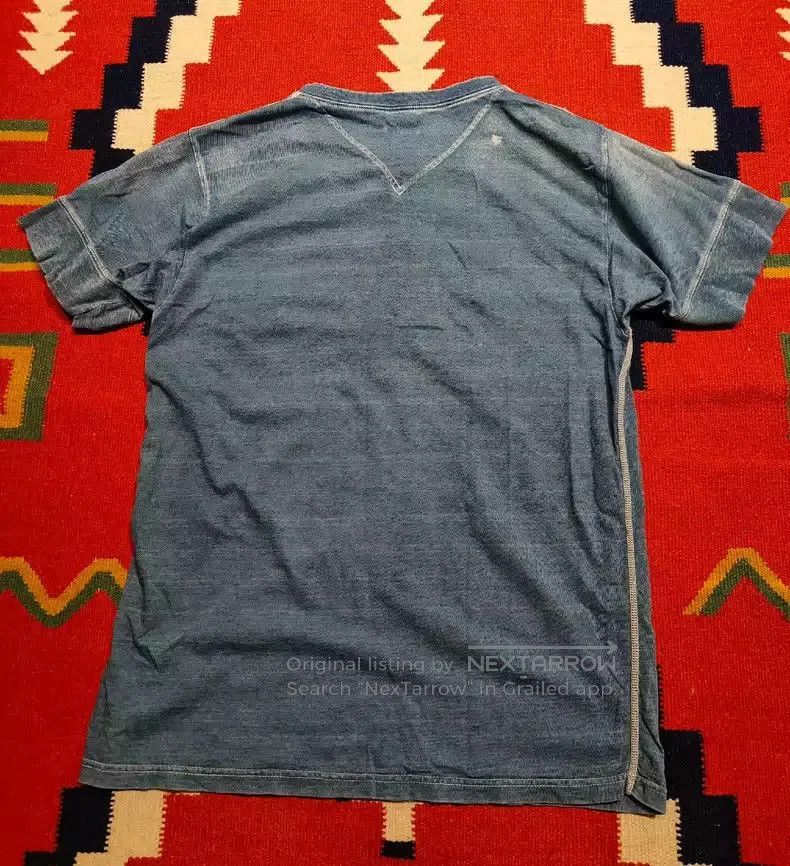 Kapital KAPITAL blue dyed Henley collar short sleeve. Size US L / EU 52-54 / 3 - 6 Thumbnail