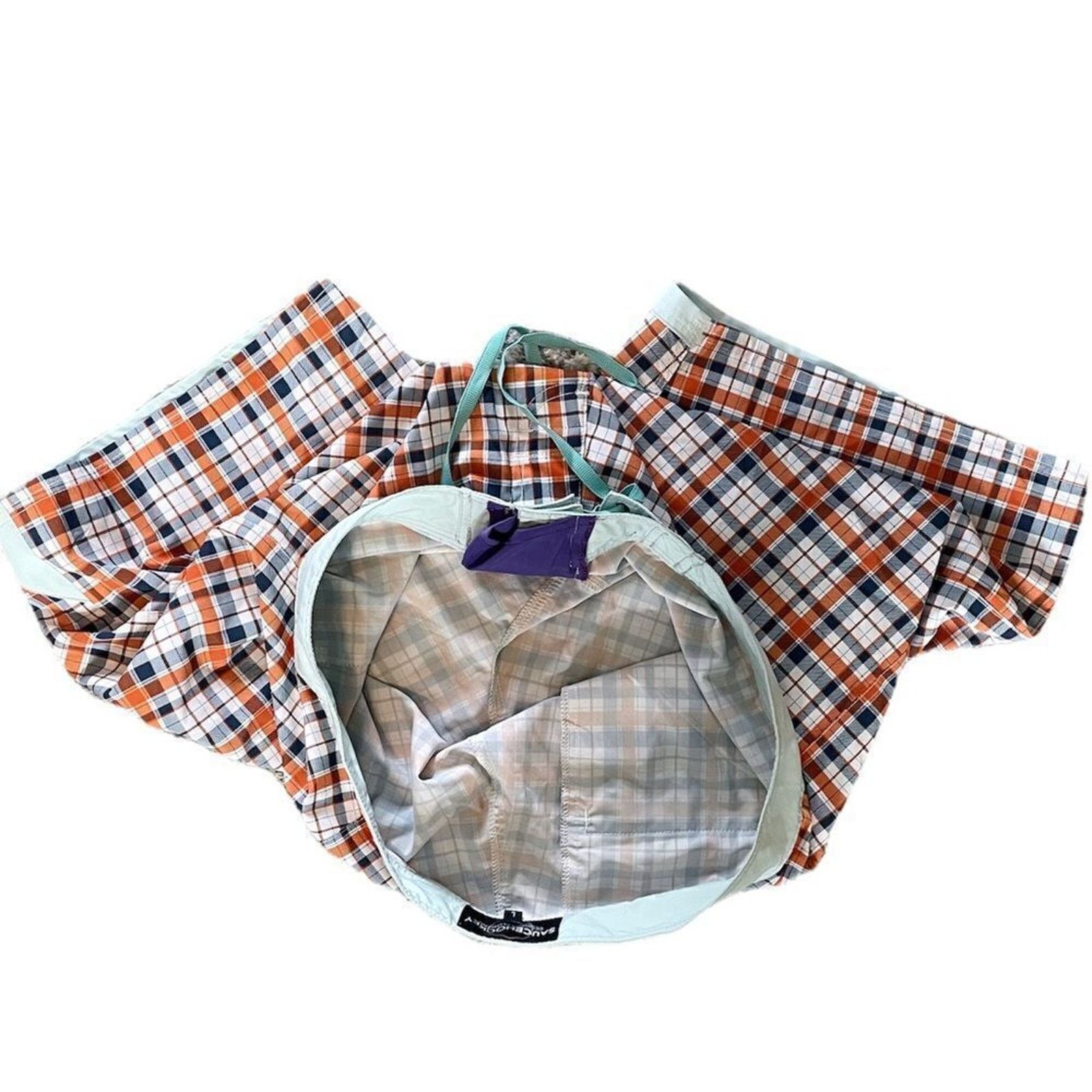 Other Sauce Mens Swim Board Shorts Trunks Blue Orange Plaid Size US 34 / EU 50 - 3 Thumbnail