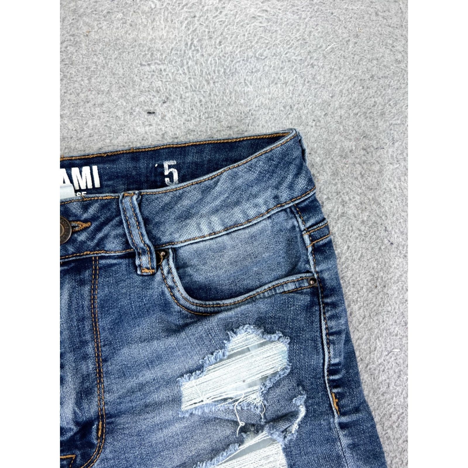 Vintage Miami Womens Shorts 5 Blue Denim Jean Distressed Cutoff High Rise 25x2 Size 27" / US 4 / IT 40 - 5 Thumbnail