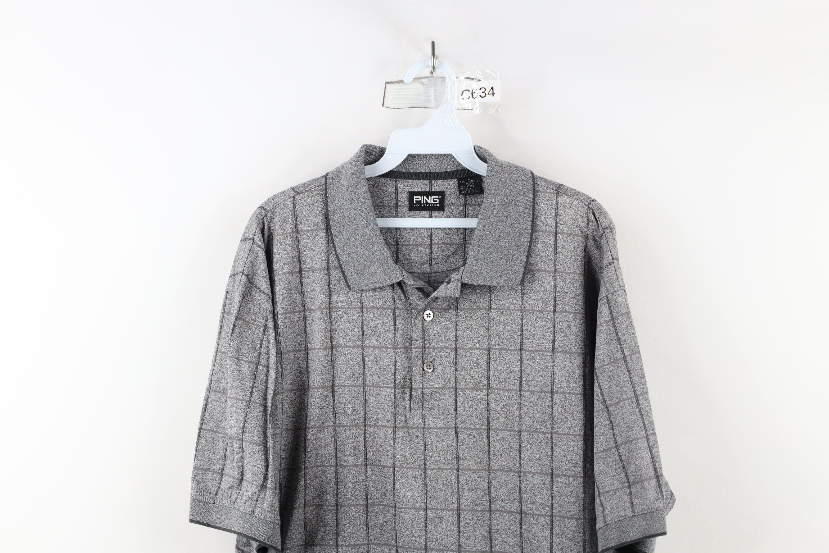 PING × Vintage Vintage 90s Ping Golf Knit Collared Golfing Polo Shirt Gray Size US L / EU 52-54 / 3 - 2 Thumbnail