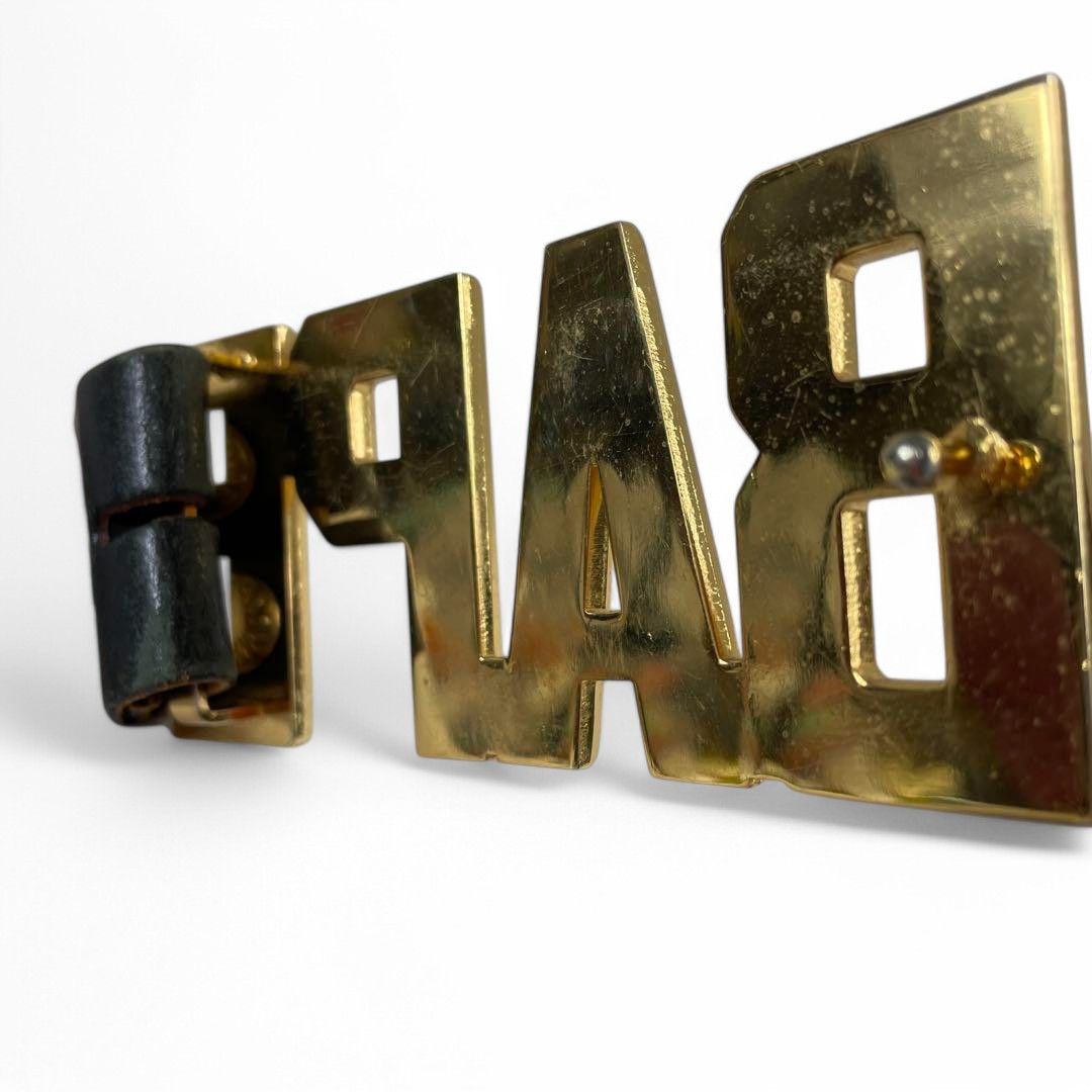 Bape A Bathing Ape (BAPE) - M Gold Buckle Black Leather Belt Size ONE SIZE - 3 Thumbnail