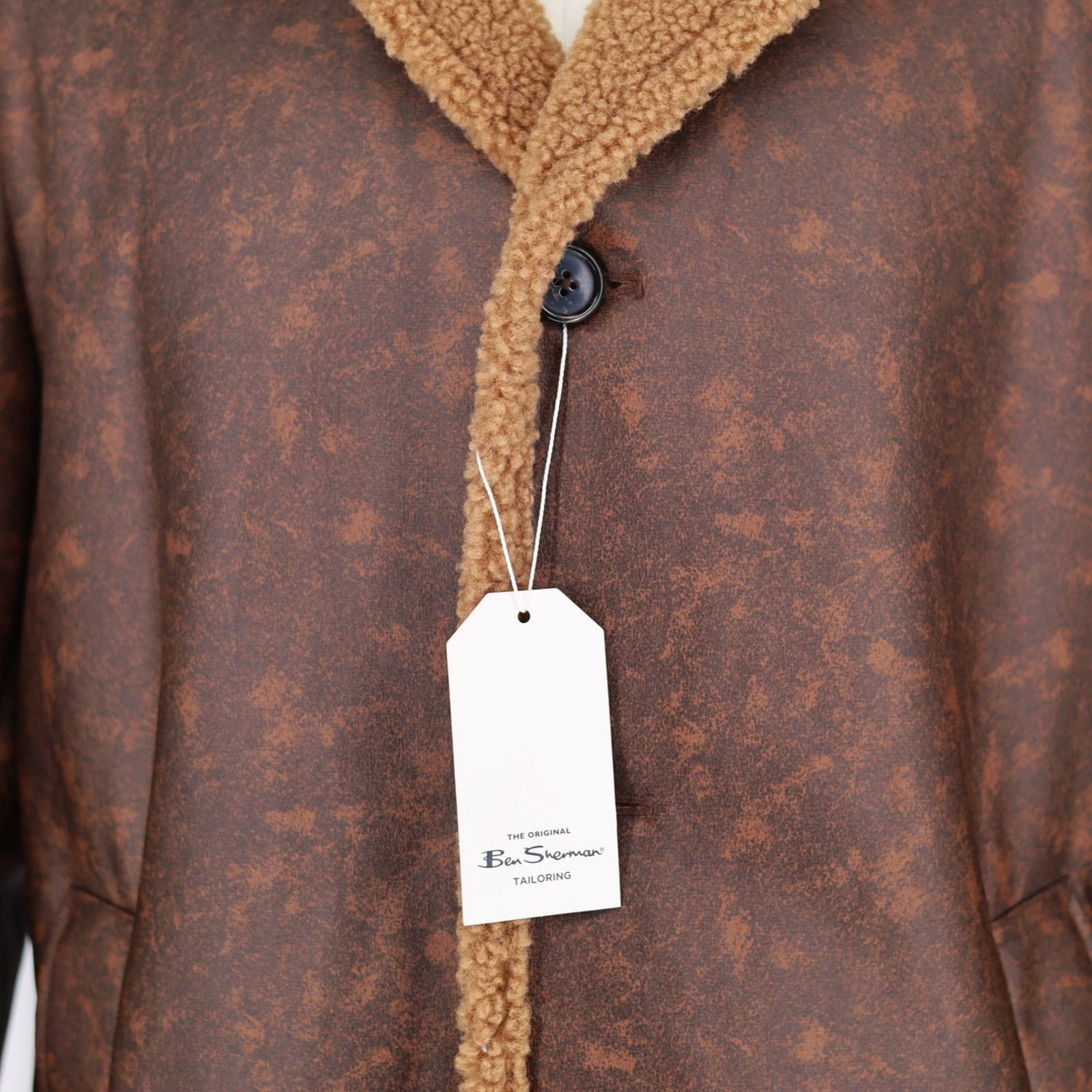 Ben Sherman Ben Sherman Men's Faux Leather Shearling Overcoat Size 42R Size US L / EU 52-54 / 3 - 3 Thumbnail
