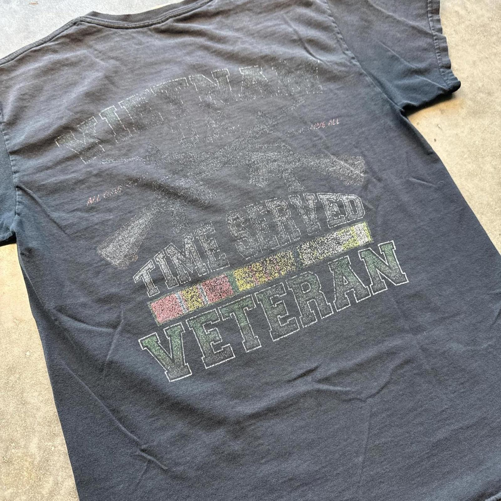 Gildan Faded Vintage Y2k Vietnam Time Served Veteran Graphic TShirt Size US S / EU 44-46 / 1 - 4 Thumbnail